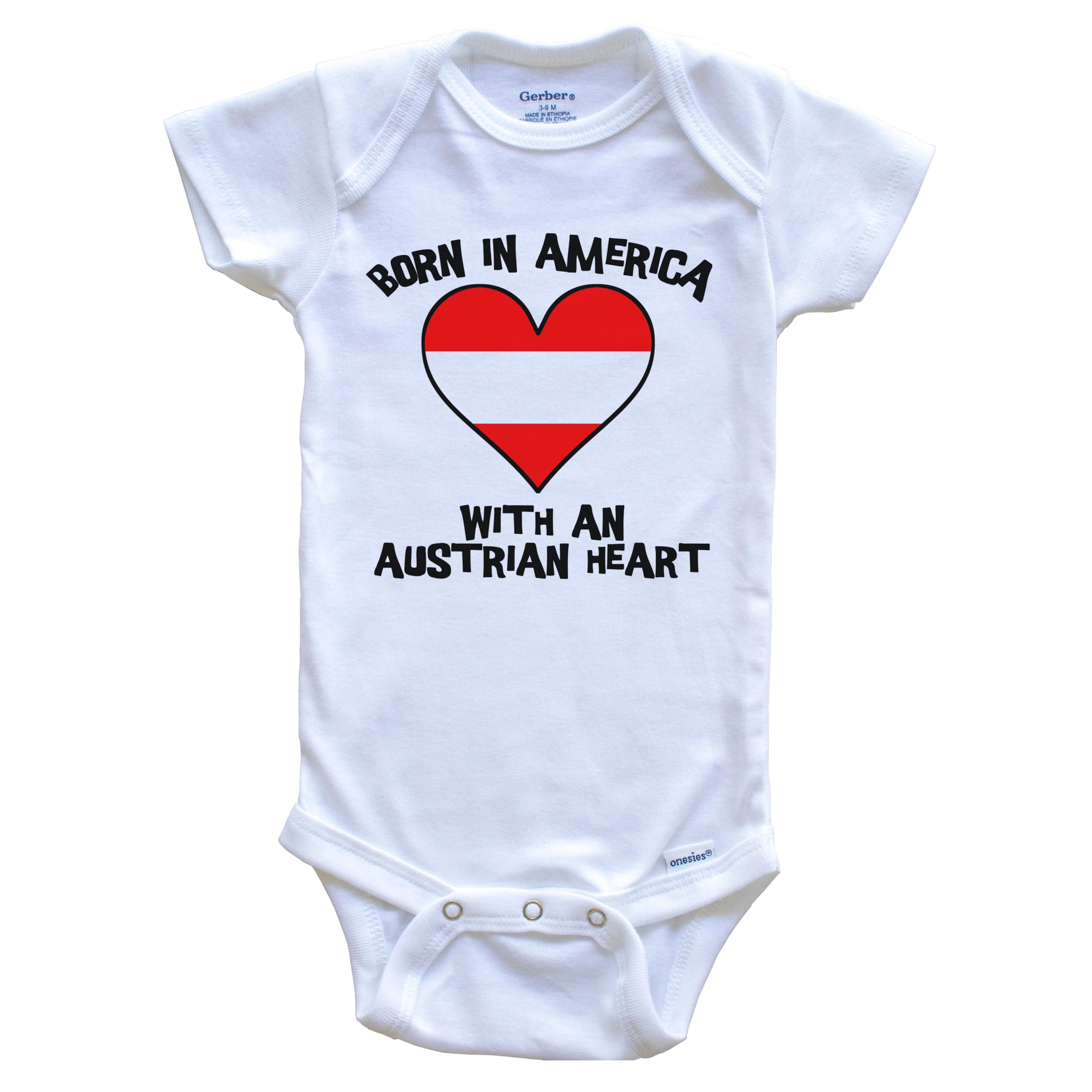 American-Made Austria Flag Baby Bodysuit - Cute One-Piece Infant Outfit for Newborns & Toddlers | Perfect for National Holidays, Family Photos & Cultural Celebrations