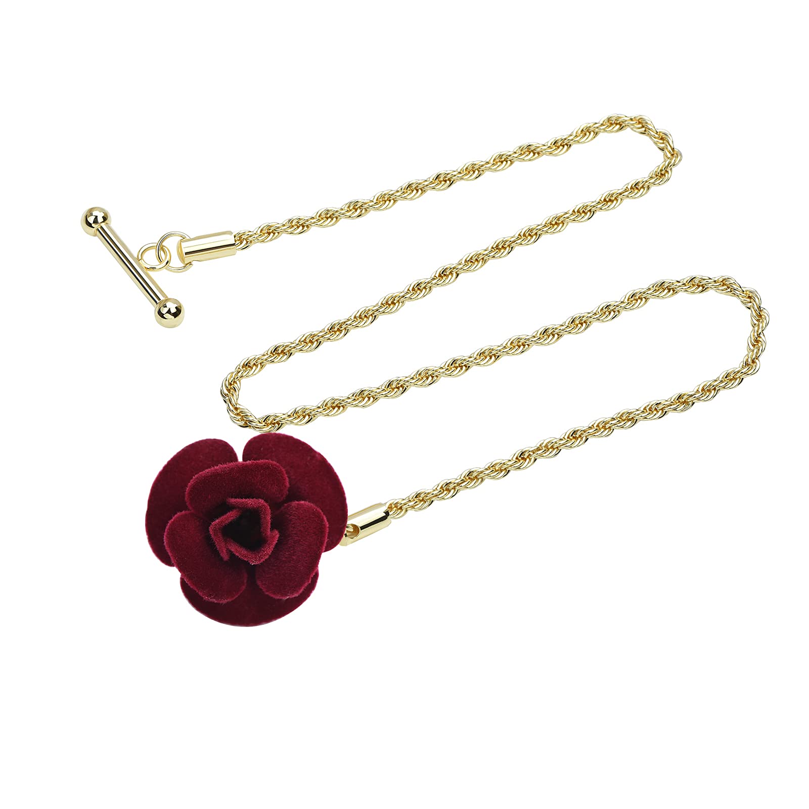Classic Rose Lapel Chain Pin for Men - Elegant Flower Brooch with Long Chain - Formal Suit & Shirt Accessory - Perfect for Weddings, Proms & Business Events
