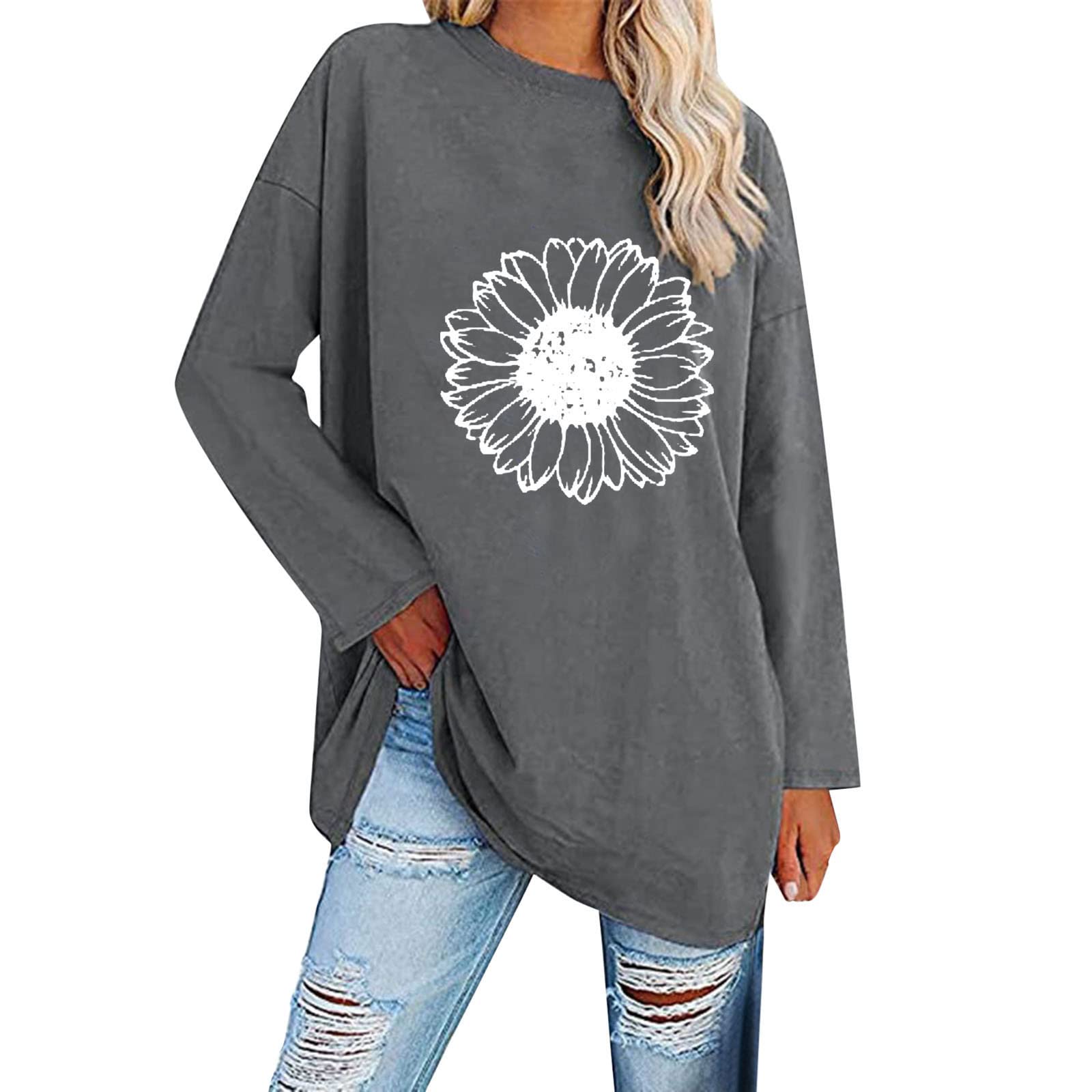 Women's Casual Long Sleeve Tunic Tops - Soft Round Neck Blouses & Sweatshirts for Everyday Wear | Perfect for Work, Lounge & Weekend Outfits