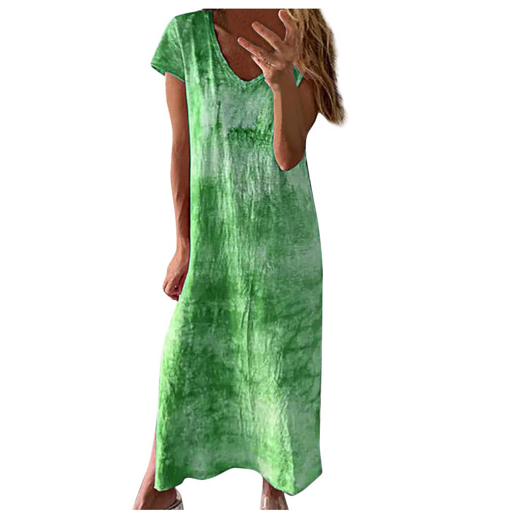 AIHIHE Women's Tie Dye Maxi Dress Plus Size - Summer Casual Loose Fit Short Sleeve Flowy Dress for Beach, Vacation & Outdoor Activities