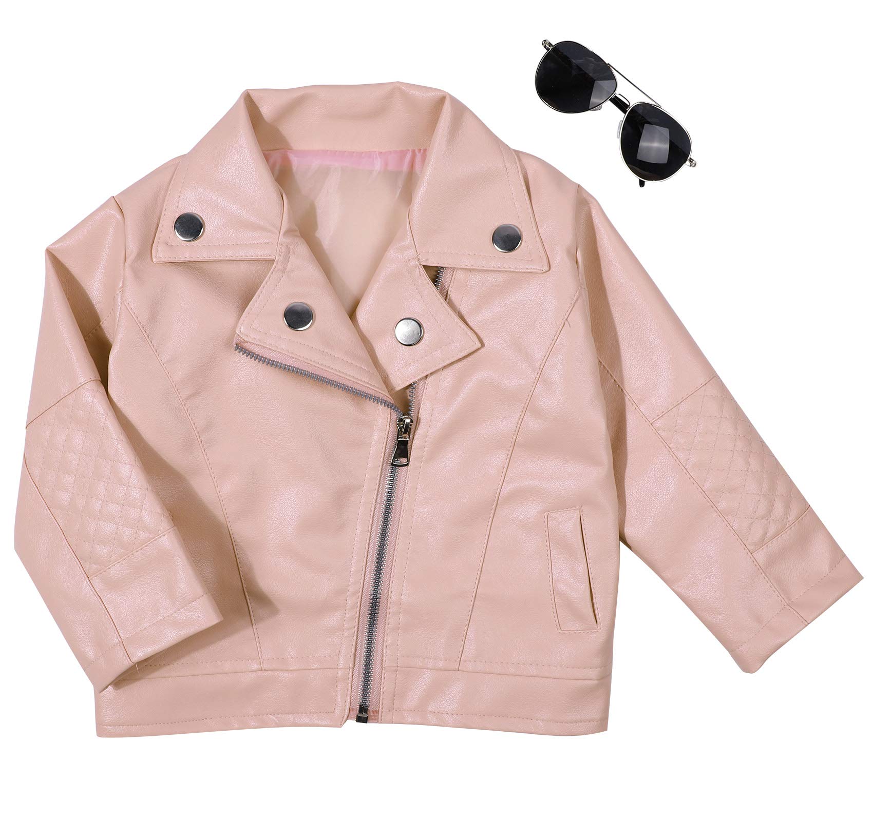 UNIQUEONE Baby Boys & Girls PU Faux Leather Jacket - Stylish Lapel Design with Diagonal Zipper for Spring & Autumn Outerwear | Perfect for School, Playdates & Family Outings
