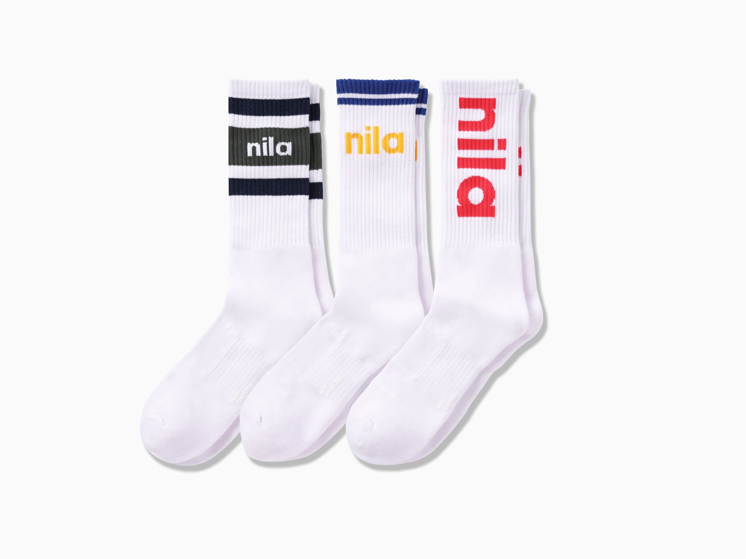 NILA Tech Varsity Crew Socks 3-Pack - Comfortable Athletic Socks for Men & Women - Perfect for Running, Gym, Sports & Casual Wear