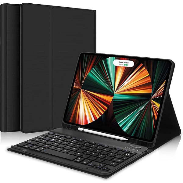 Premium Vegan Leather Case for iPad Mini 6 (2021) with Wireless Keyboard - Slim Protective Cover for Work, Travel & Home Use