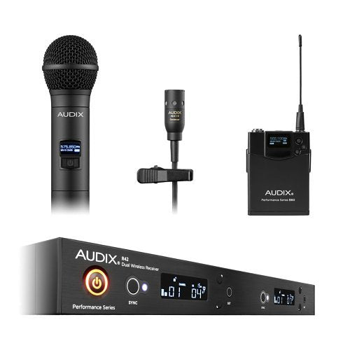 Audix AP61OM2L10 Wireless Microphone System with R61 64MHz Receiver, H60 Transmitter & OM2 Capsule - Ideal for Live Performances, Presentations, and Broadcasting