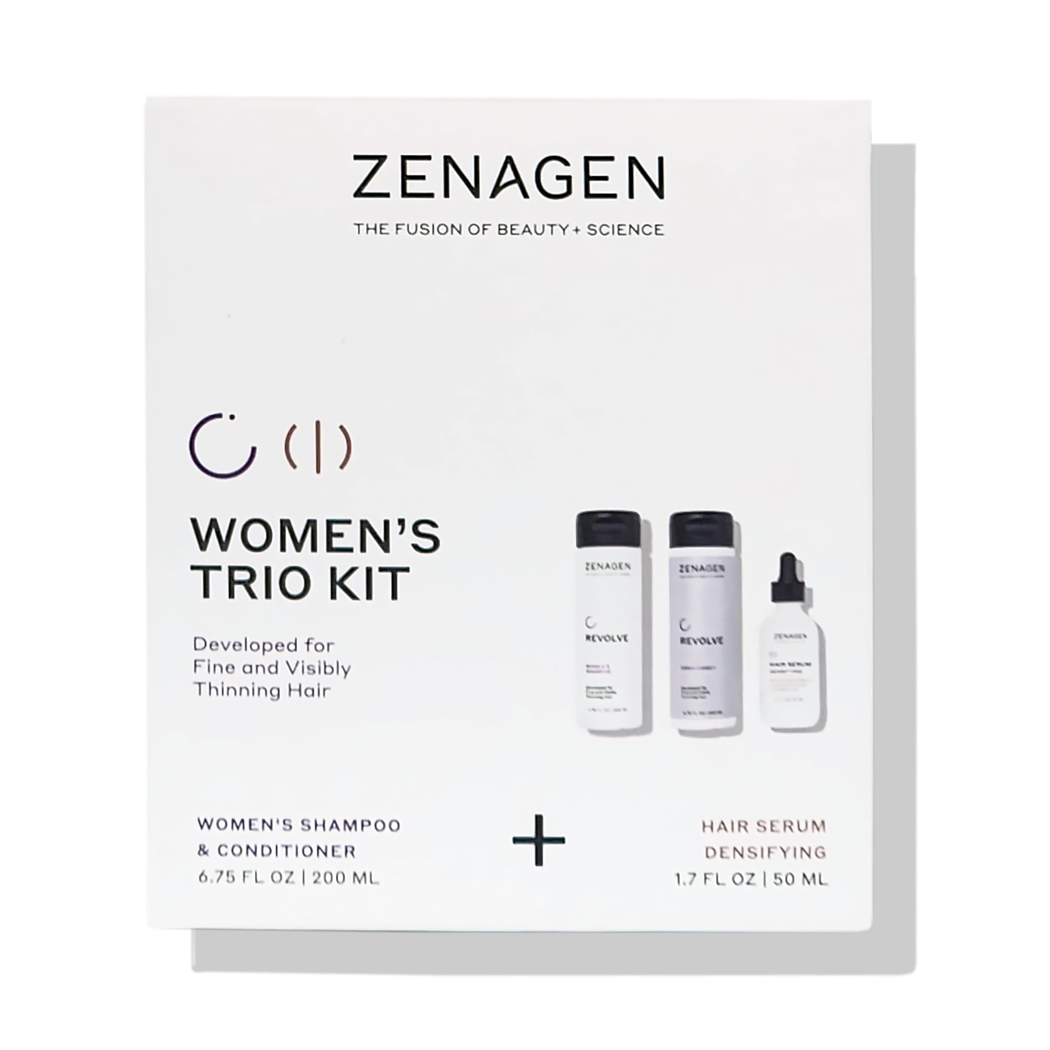Zenagen Revolve Women's Trio Kit - Volumizing Shampoo, Conditioner & Hair Growth Serum for Fine, Thinning Hair | Strengthens & Promotes Healthy Hair Growth | Perfect for Daily Hair Care & Scalp Nourishment