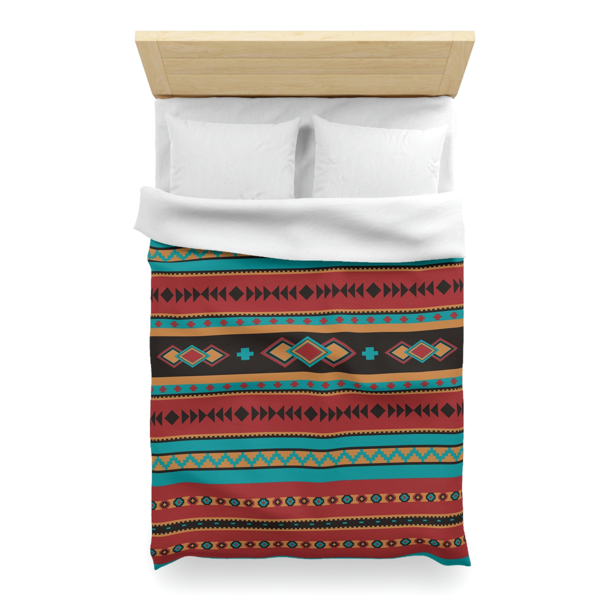 Southwestern Microfiber Duvet Cover - Desert Jewel Pattern Rustic Bedding Set for Queen/King Size - Soft Breathable Bedroom Decor for Cozy Cabin, Farmhouse or Boho Chic Home