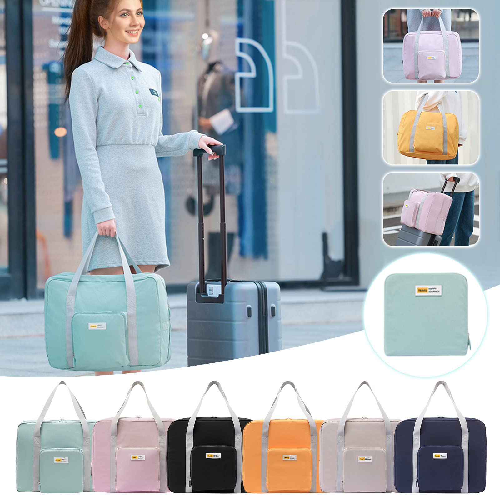Large Capacity Waterproof Folding Travel Bag - Expandable Luggage with Multiple Pockets & Extended Bottom | Lightweight Carry-On for Air Travel, Weekend Getaways & Business Trips
