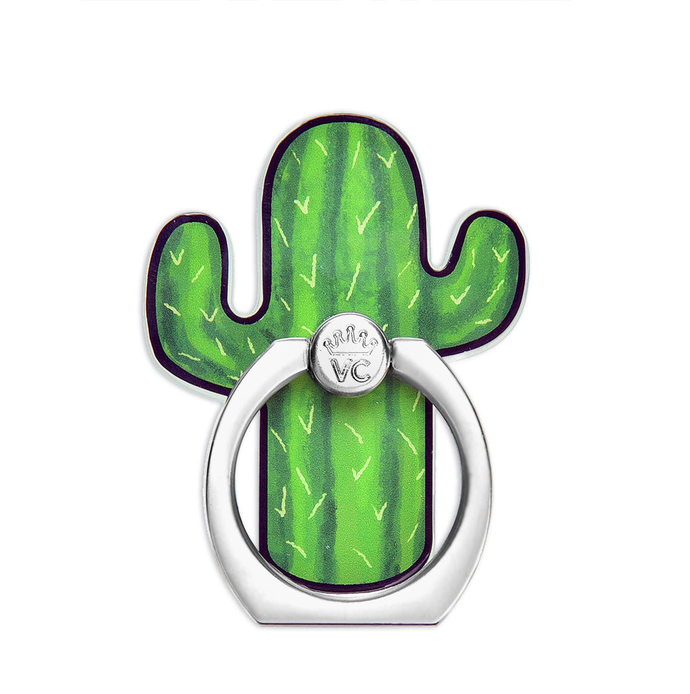 Cactus Phone Ring Holder - Grip Stand for Smartphones, Tablets - Non-Slip 360° Rotating Finger Strap for Hands-Free Viewing, Selfies, Reading (Black) - Perfect for Work, Travel, Gym & Daily Use