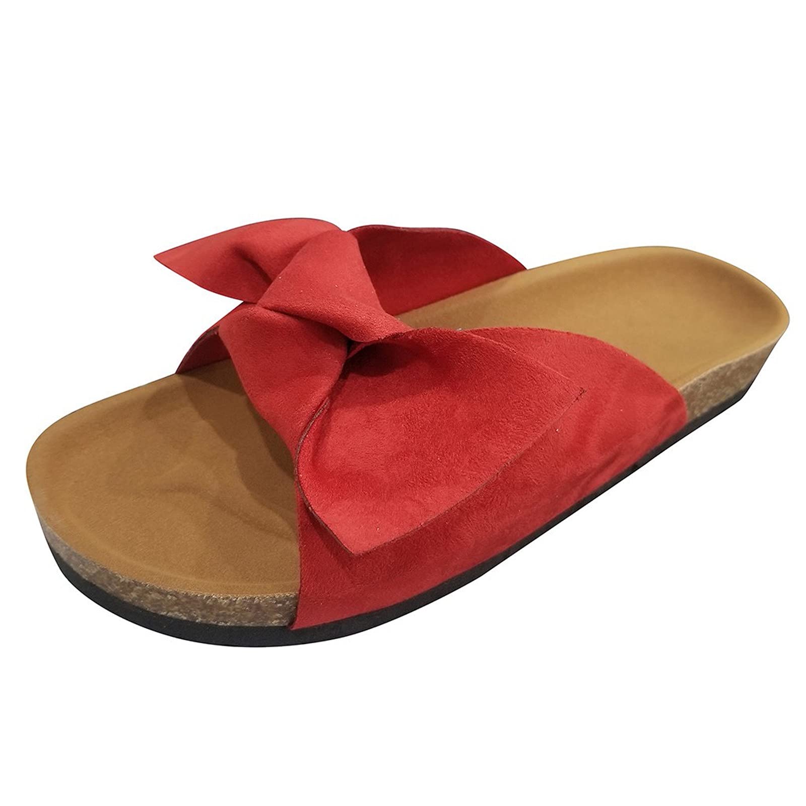 Women's Flat Heel Bow Sandals - Comfortable Thick Sole Slippers for Beach, Hiking & Casual Wear | Fashionable Tie-Up Summer Shoes for Women