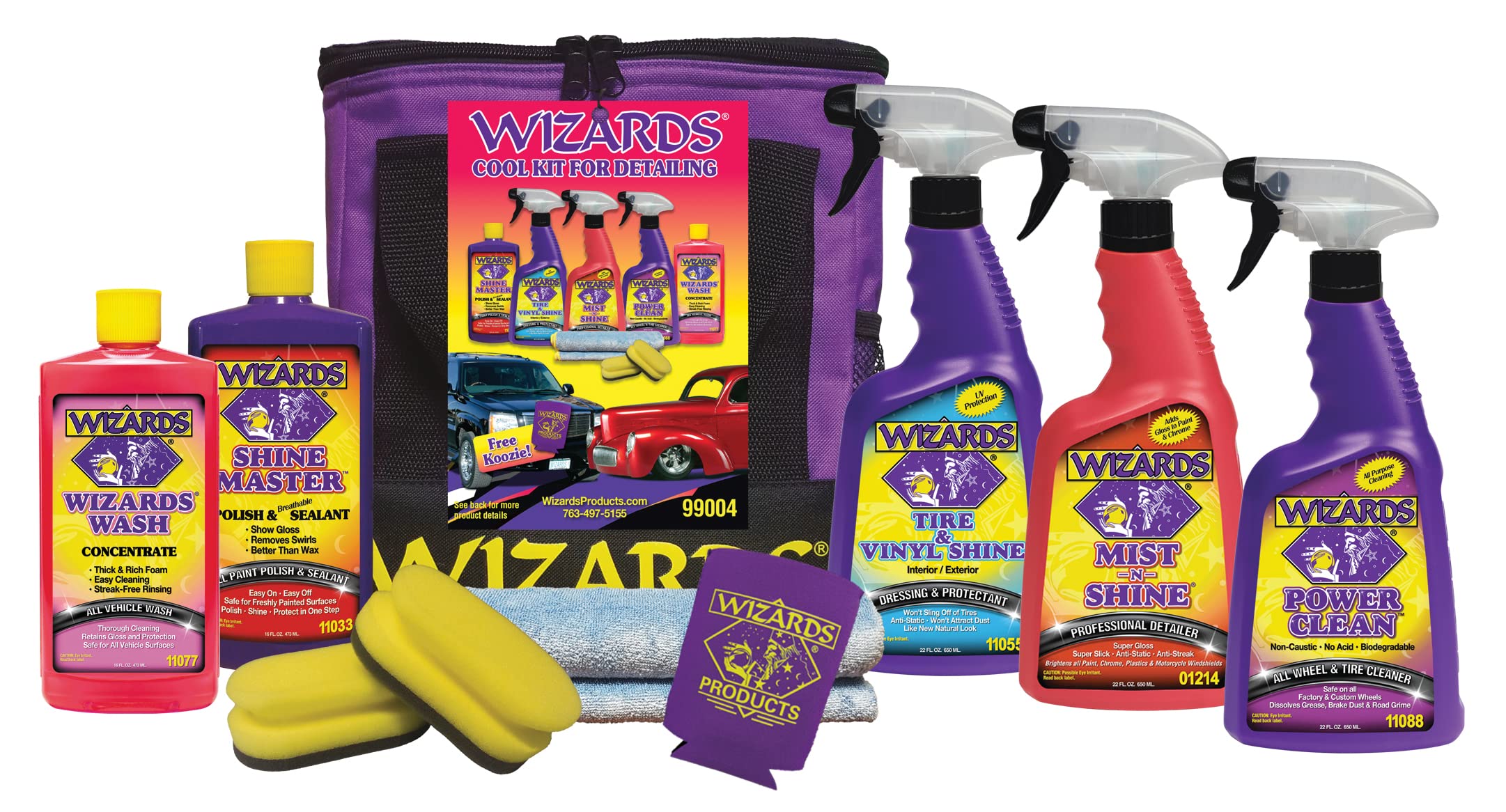 Premium 7-Piece Car Detailing Kit - Wizards Auto Cleaning Set with Mist & Shine, Tire & Vinyl Shine, Wash & Shine Master - Complete Car Care for Detailing, Washing & Polishing - Perfect Gift for Car Enthusiasts & DIY Auto Cleaning
