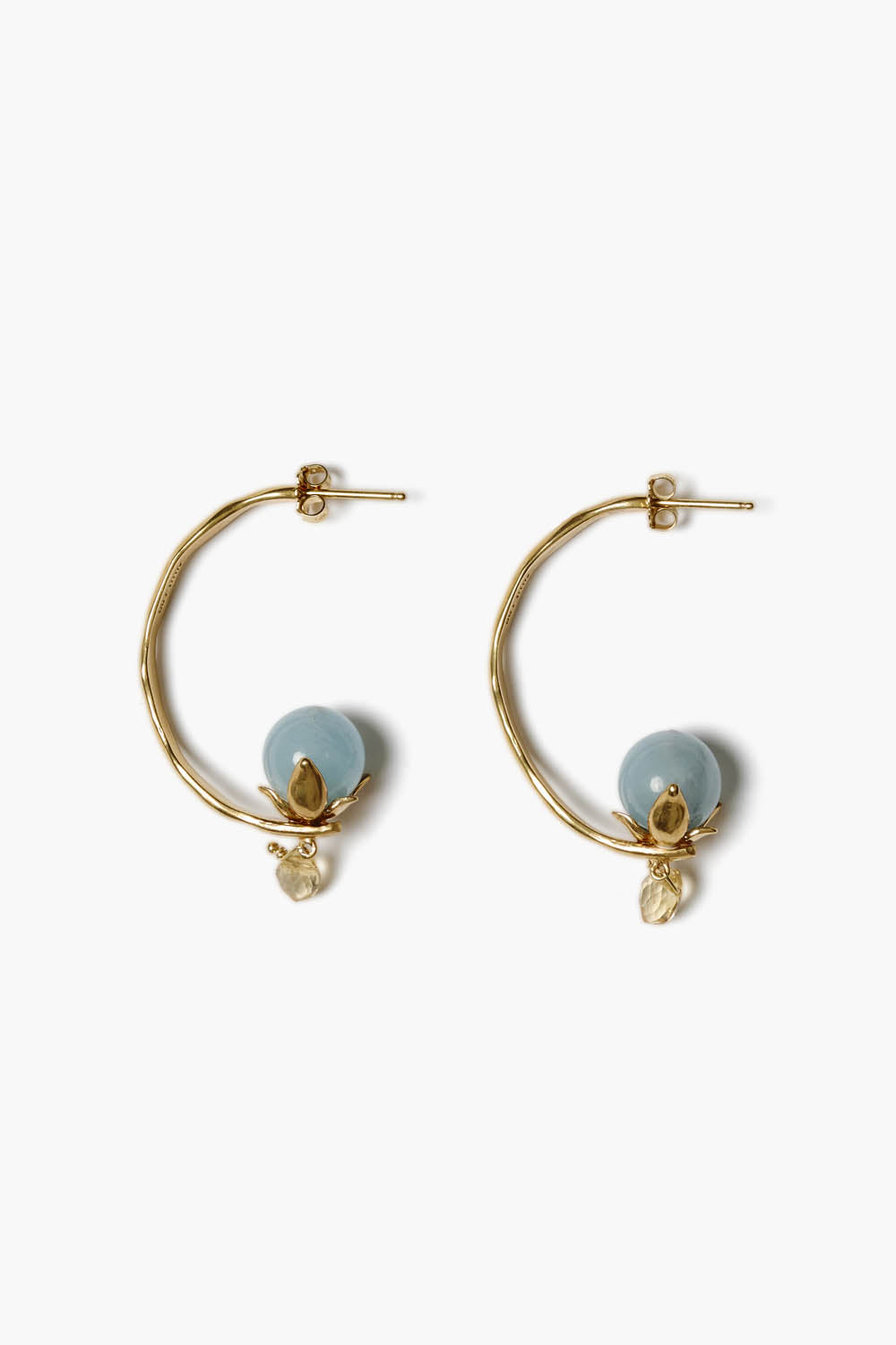Aquamarine Lotus Hoop Earrings - Elegant Dangle Earrings for Women, Perfect for Weddings, Parties & Everyday Wear