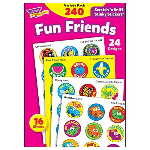Trend Enterprises T-83917-3 Stinky Stickr Variety Pack - 3 Pack Fun Friend Scratch & Sniff Stickers for Kids, Classroom Rewards, Party Favors & DIY Crafts