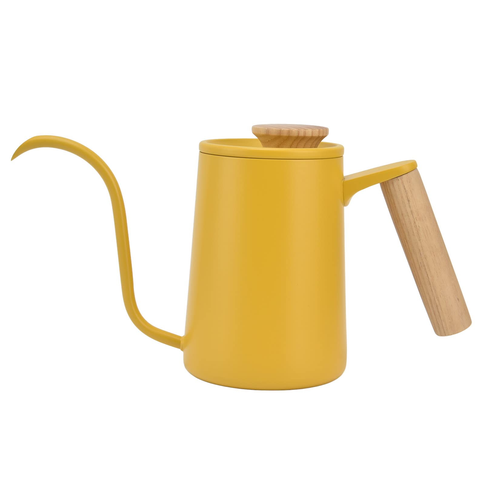 YOUTHINK 600ML Gooseneck Coffee Kettle - Stainless Steel with Wood Handle for Pour Over Coffee at Home & Office