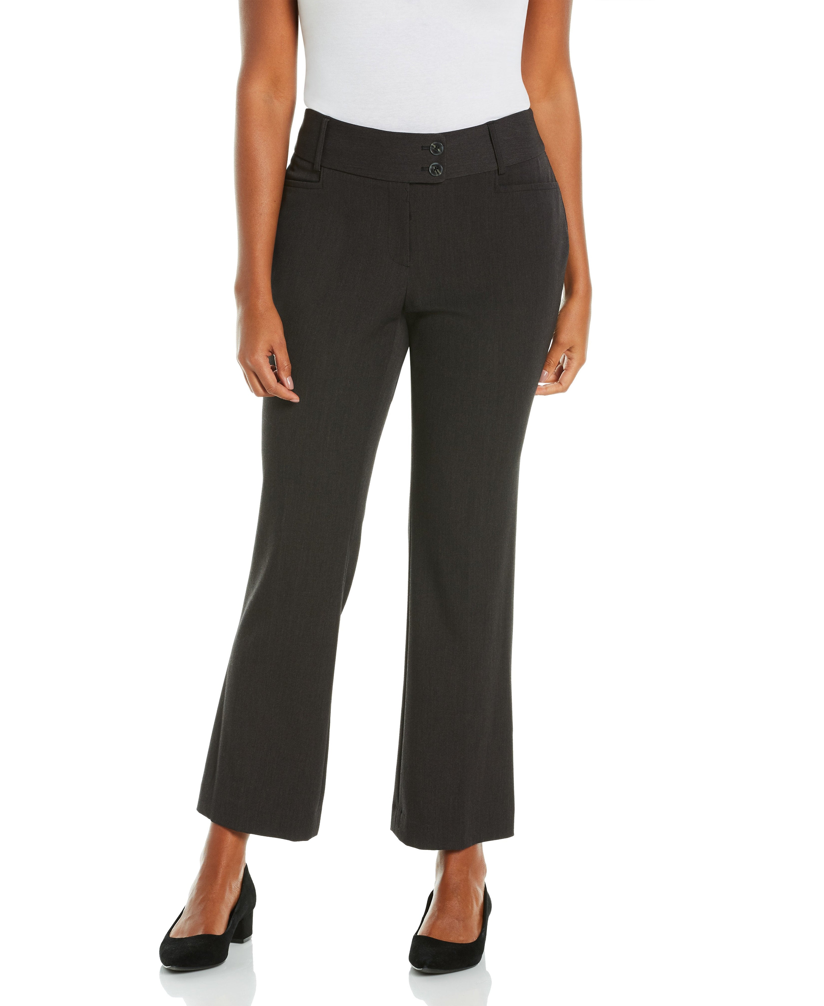 Petite Gabardine Bootcut Pants for Women - Curvy Fit Shorts | Comfortable Stretch Work Pants for Office & Business Casual Wear