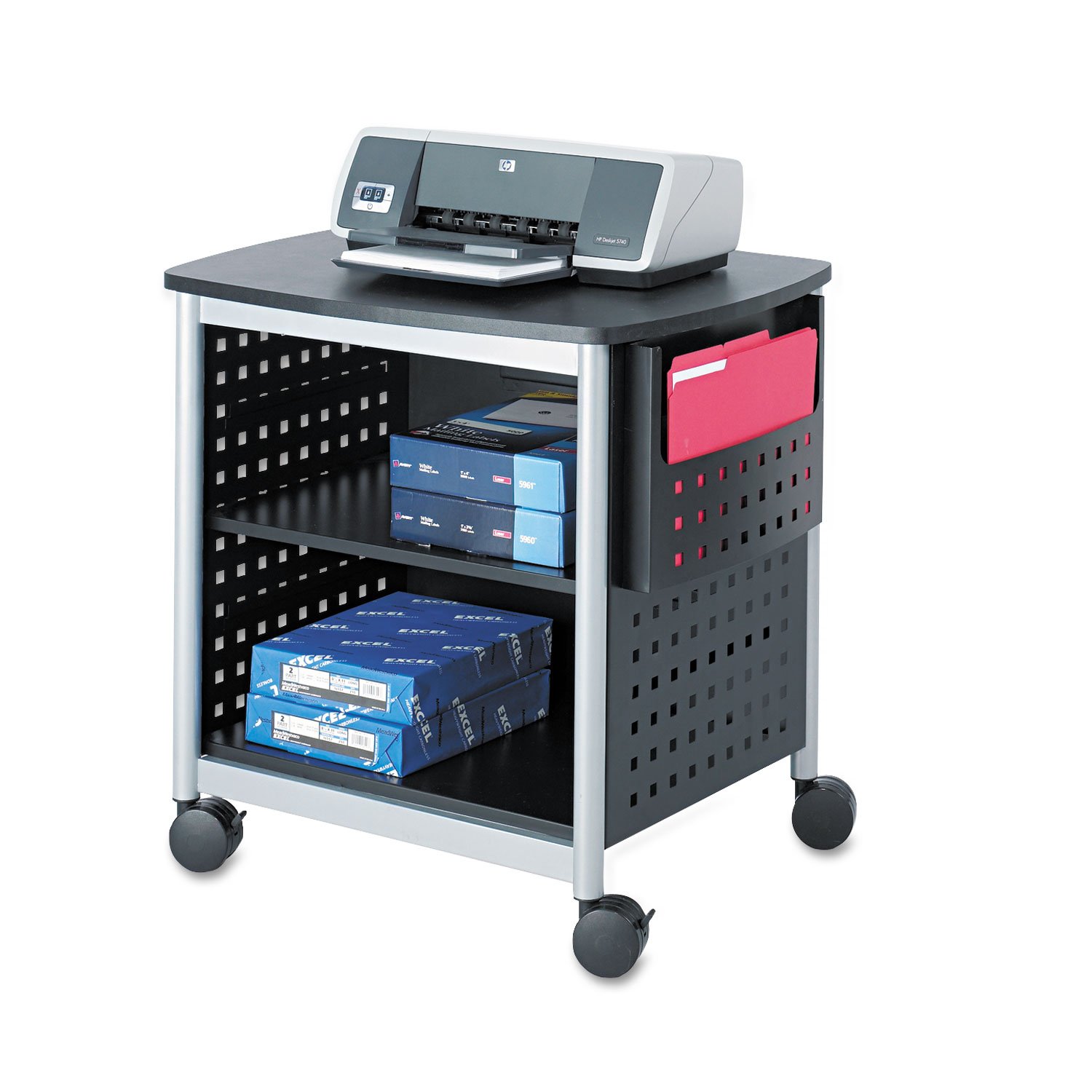 SAF1856BL - Adjustable Scooter Printer Stand for Home & Office, Compact Laptop Desk with Wheels - Perfect for Small Spaces, Workstations & Mobile Printing