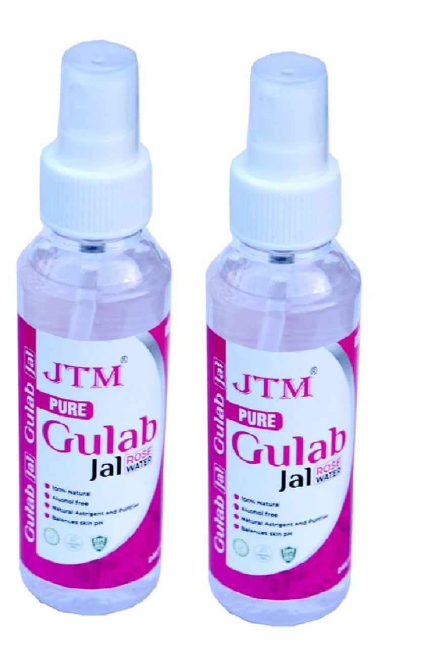JTM Rose Water Gulab Jal Face Cleanser & Toner - 100% Natural, Sulfate-Free Facial Spray for Men & Women (Pack of 2) | Hydrating, Refreshing & Soothing for Daily Skincare, Makeup Removal & After-Sun Care
