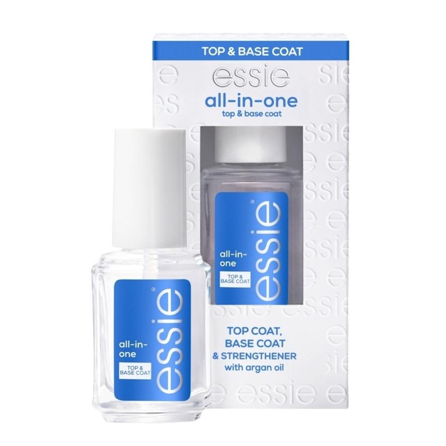 Essie All In One Base & Top Coat - 3-Free Nail Polish for Stronger, Shiny Nails - Perfect for Manicures, Pedicures & At-Home Nail Care