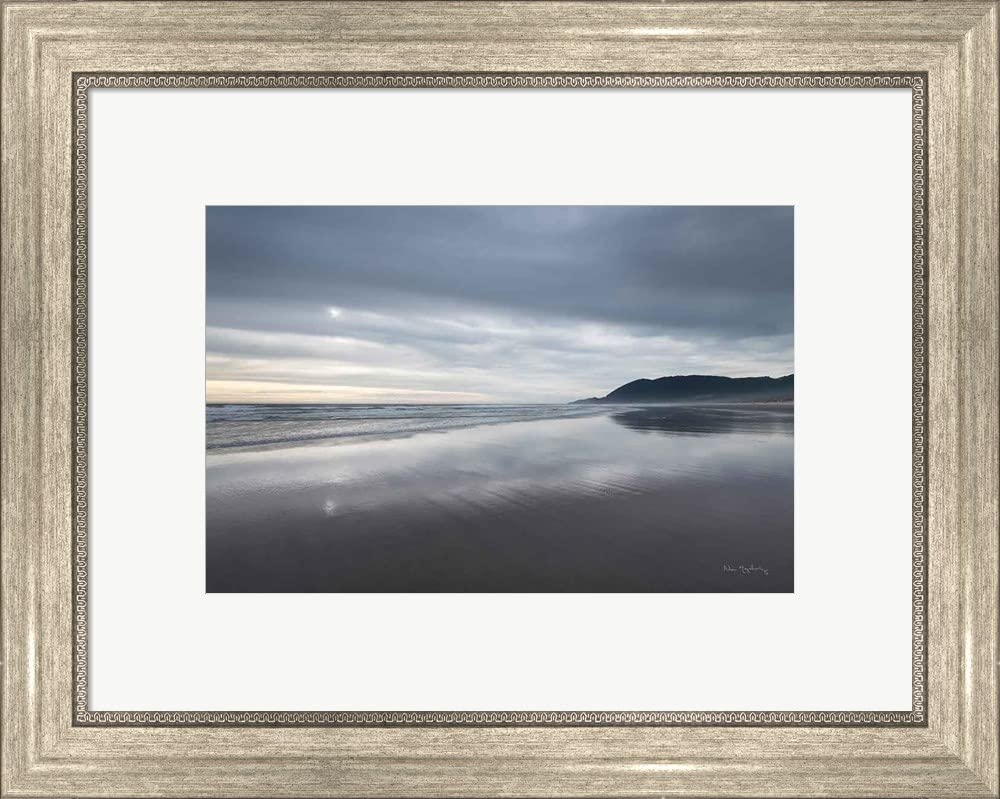 Alan Majchrowicz Framed Art Print - Nehalem Beach Oregon Landscape Wall Decor, Silver Scoop Frame 20x16 Inches - Perfect for Living Room, Bedroom & Office Decor