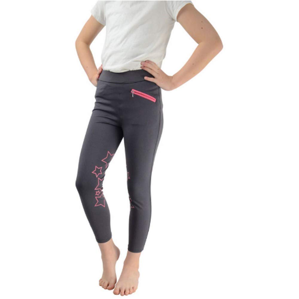 Kids Stella Riding Pantyhose (3-4Y) - Iron Gray/Pink for Equestrian & Play