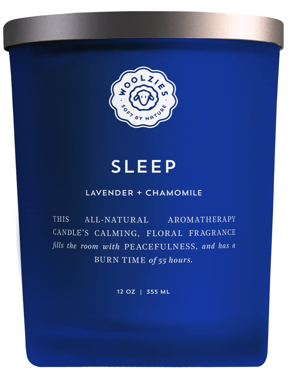 Woolzies Natural Soy Wax Candle - Hand-Poured Lavender Chamomile Scented Candle for Relaxation & Sleep | 12oz Long-Lasting Aromatherapy Candle in Reusable Glass Jar | Perfect for Bedroom, Bath & Meditation Spaces