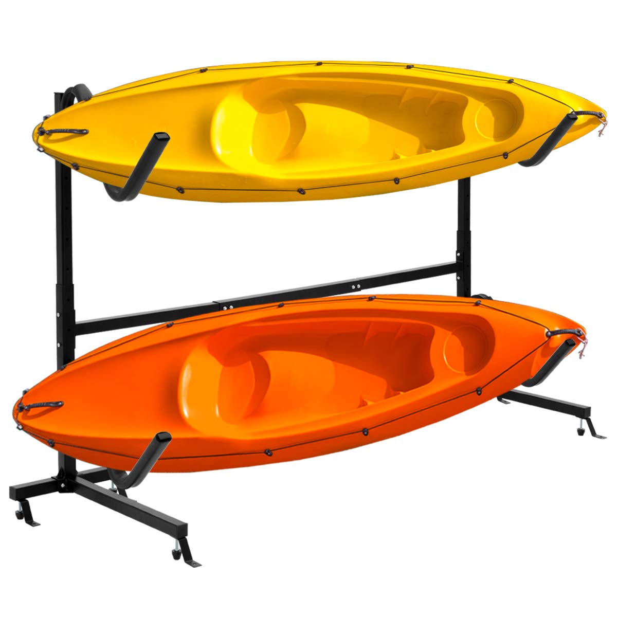 **Heavy Duty Adjustable Kayak Storage Rack for 2 Kayaks, Canoes & SUPs – 175 lbs Max Load – Garage & Outdoor Kayak Hanger – Perfect for Paddle Board, Canoe & Kayak Storage in Garage, Shed or Backyard**