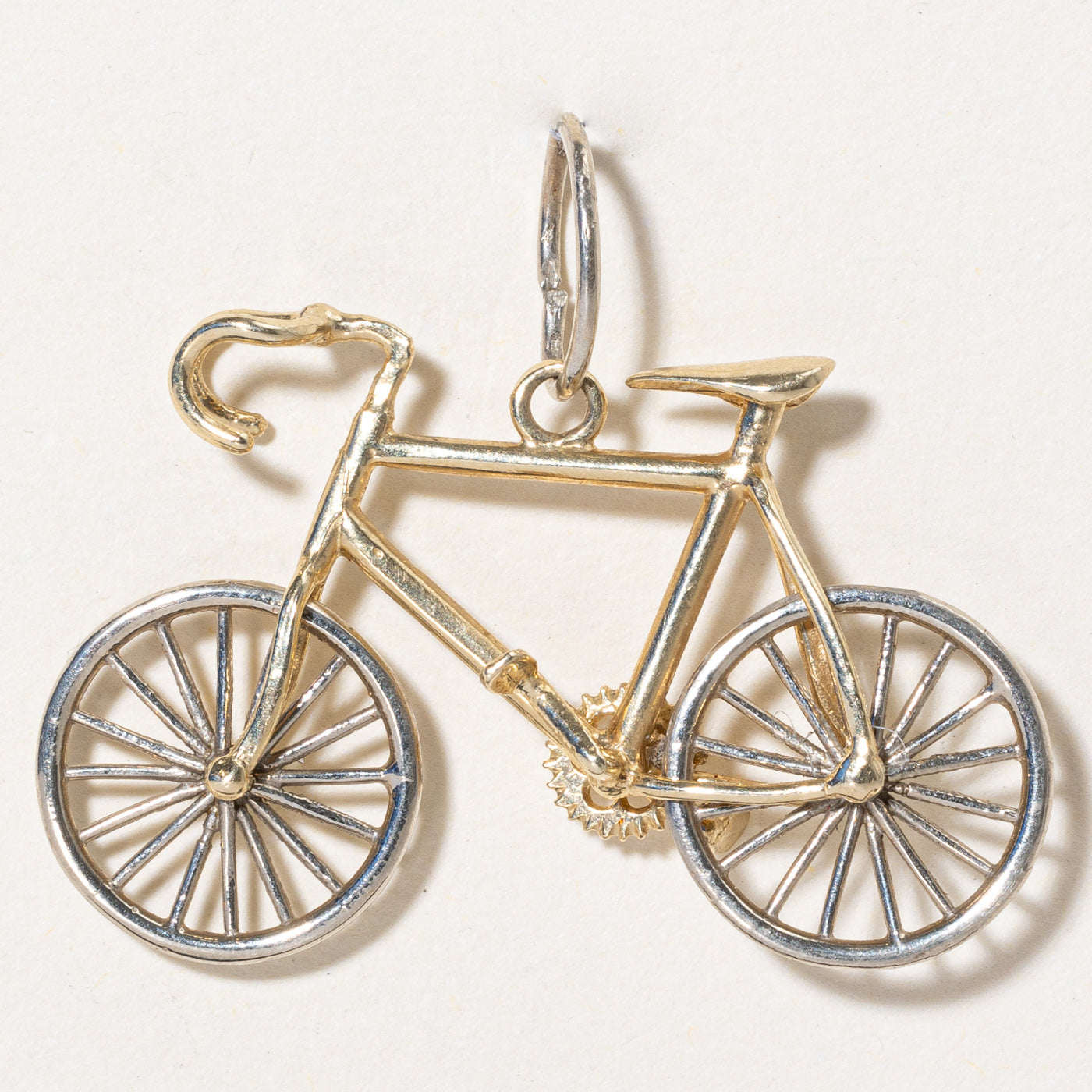 14K Two-Tone Gold Bicycle Charm Pendant Necklace - Elegant Cycling Jewelry Gift for Women & Men - Perfect for Cyclists, Bike Lovers & Outdoor Enthusiasts