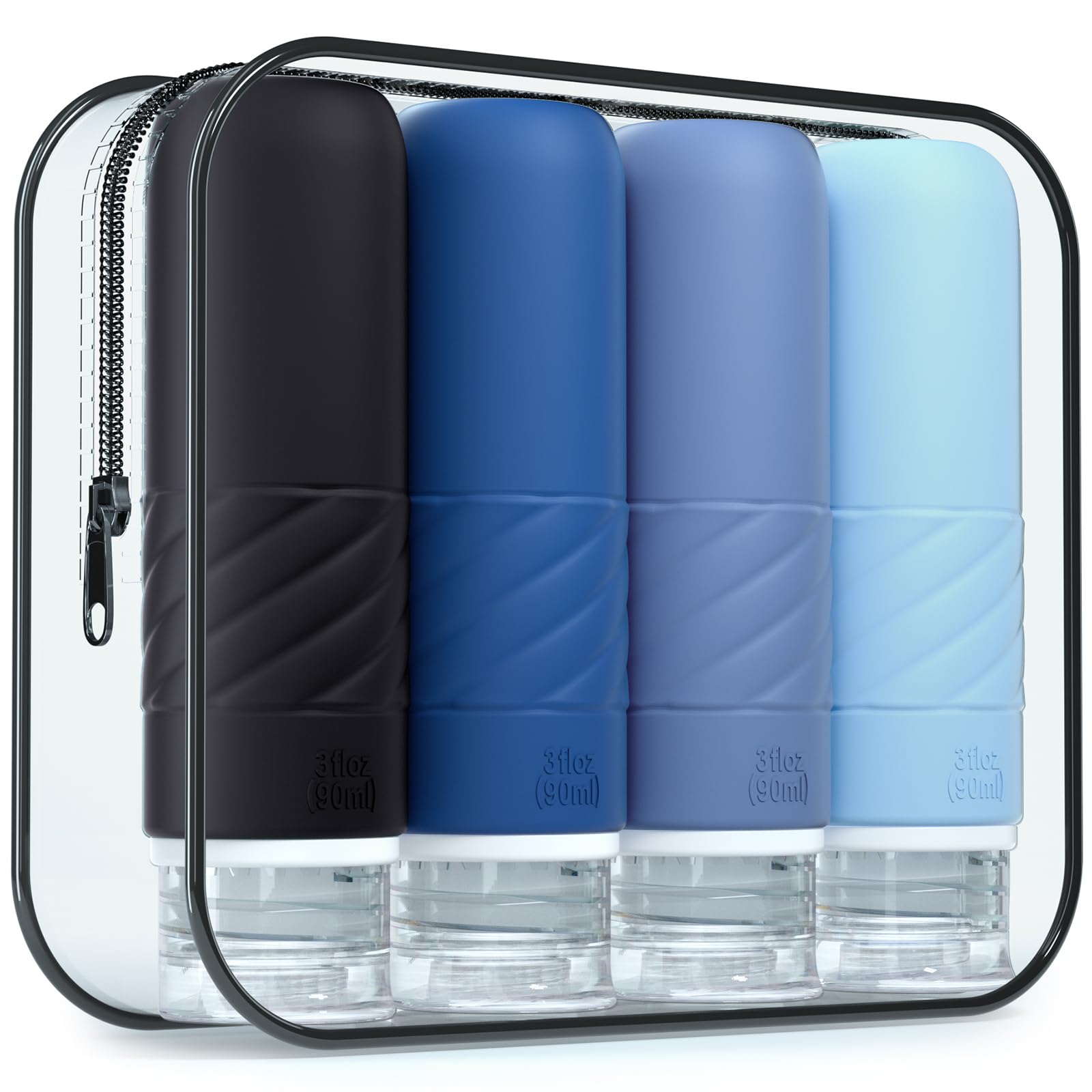 **Gemice 4-Pack TSA Approved 3oz Travel Bottles for Toiletries – BPA Free, Leak Proof & Squeezable – Perfect for Shampoo, Conditioner & Lotion – Ideal for Air Travel, Gym & Vacation**