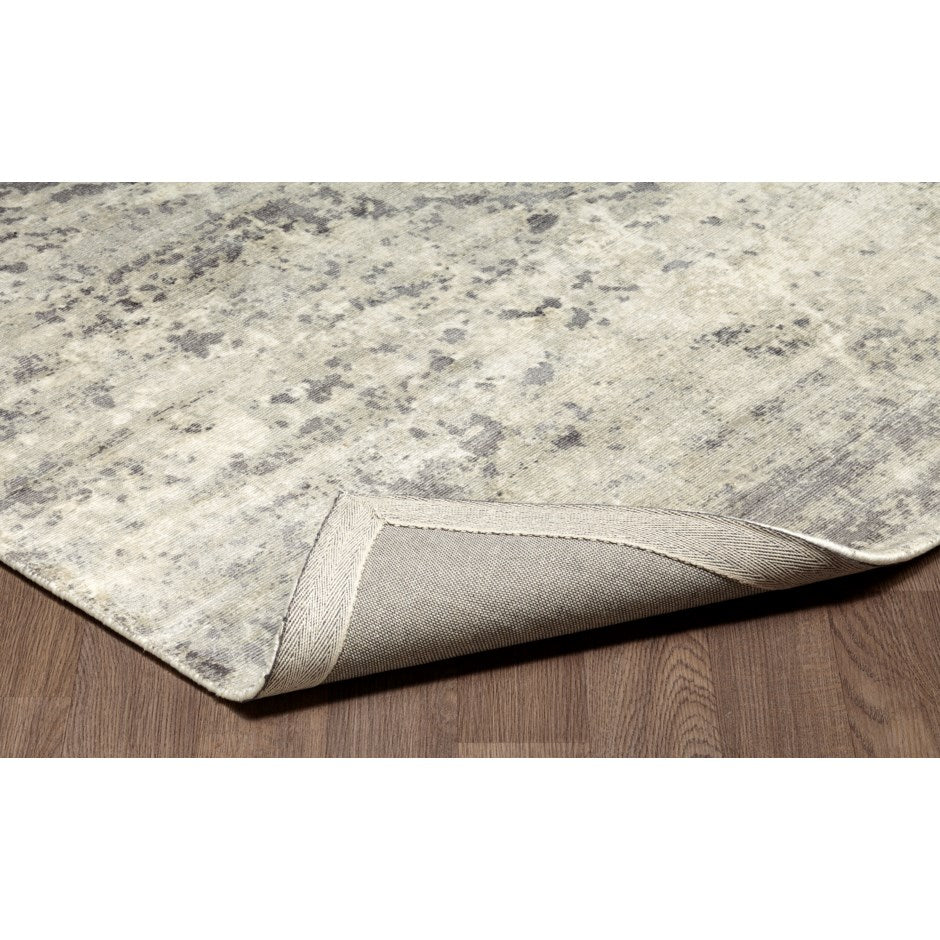 Allure Hand Loomed Viscose Ivory Grey Area Rug - Soft Bohemian Style Living Room Bedroom Decor
