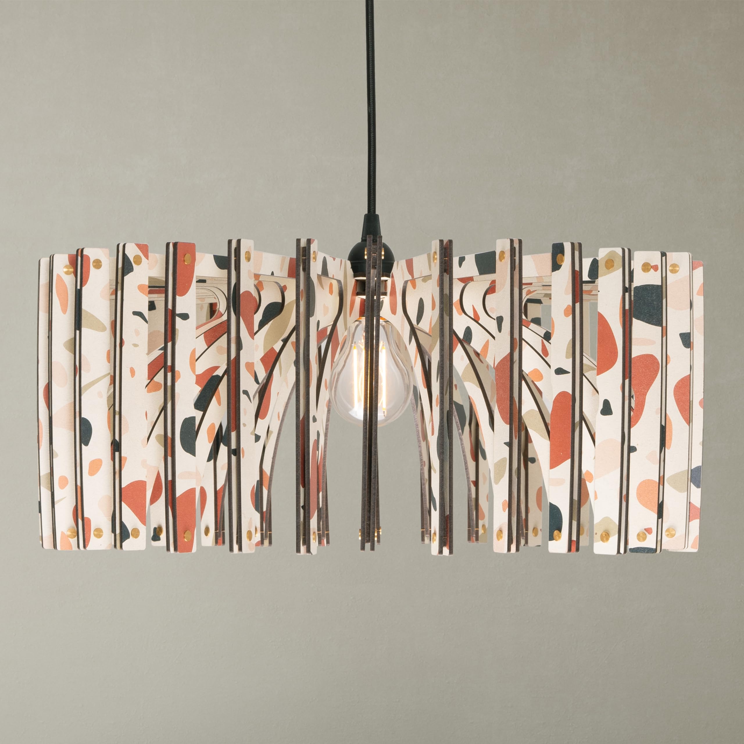 Terraco White Fat Umbrella Wood Pendant Light - Handmade Mid Century Modern Ceiling Lamp & Chandelier Lighting for Living Room, Bedroom, Dining Room Decor