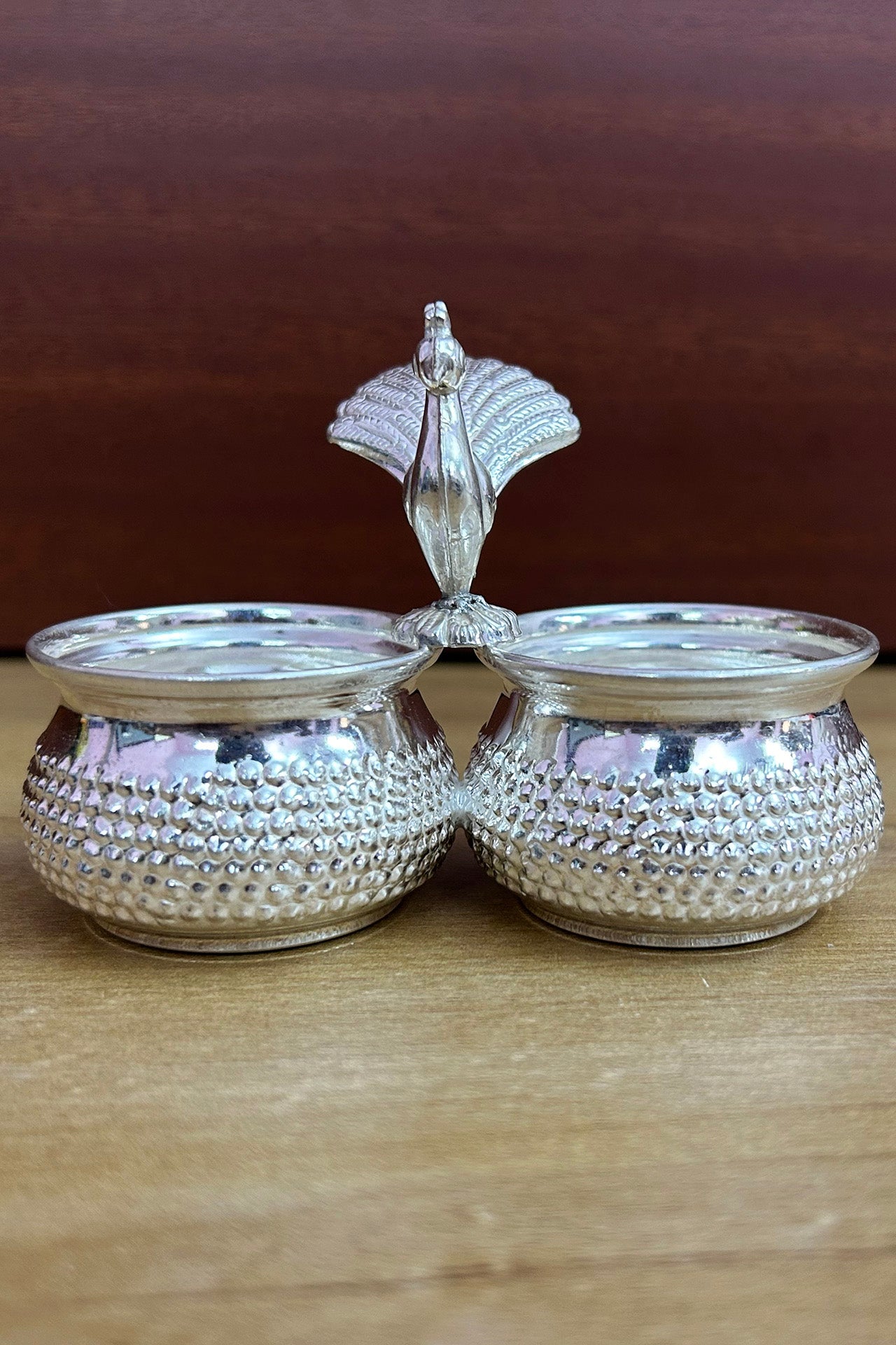925 Pure Silver Designer Kumkum Box (Design 81) - Hindu Pooja Ritual Accessory for Home Temple & Wedding Ceremonies