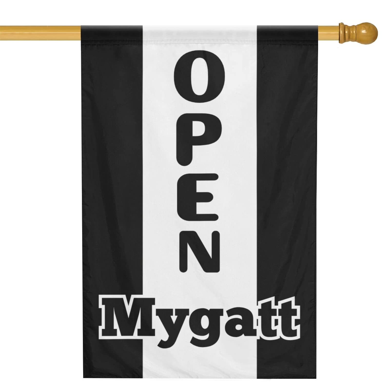 Custom Welcome Garden Flag with Name - Personalized Black & White Open Sign Outdoor Banner - Double Size 28''x40'' - Perfect for Spring Decor, Front Yard Greetings & Seasonal Home Decoration