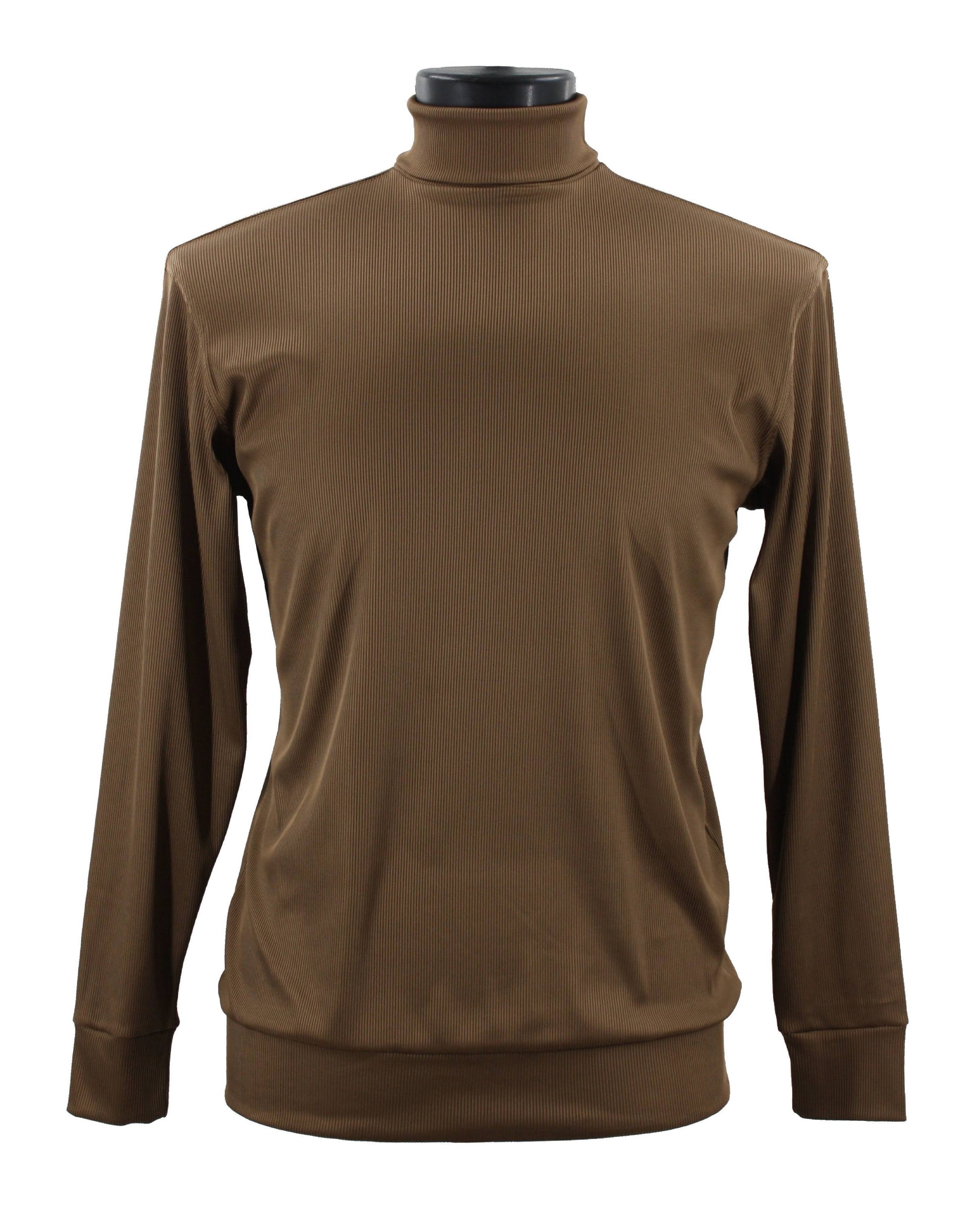 Bassiri Long Sleeve Turtleneck T-Shirt in Cappuccino - Soft Cotton Stretch Fit for Men & Women - Perfect for Casual Wear, Layering & Cold Weather Outfits