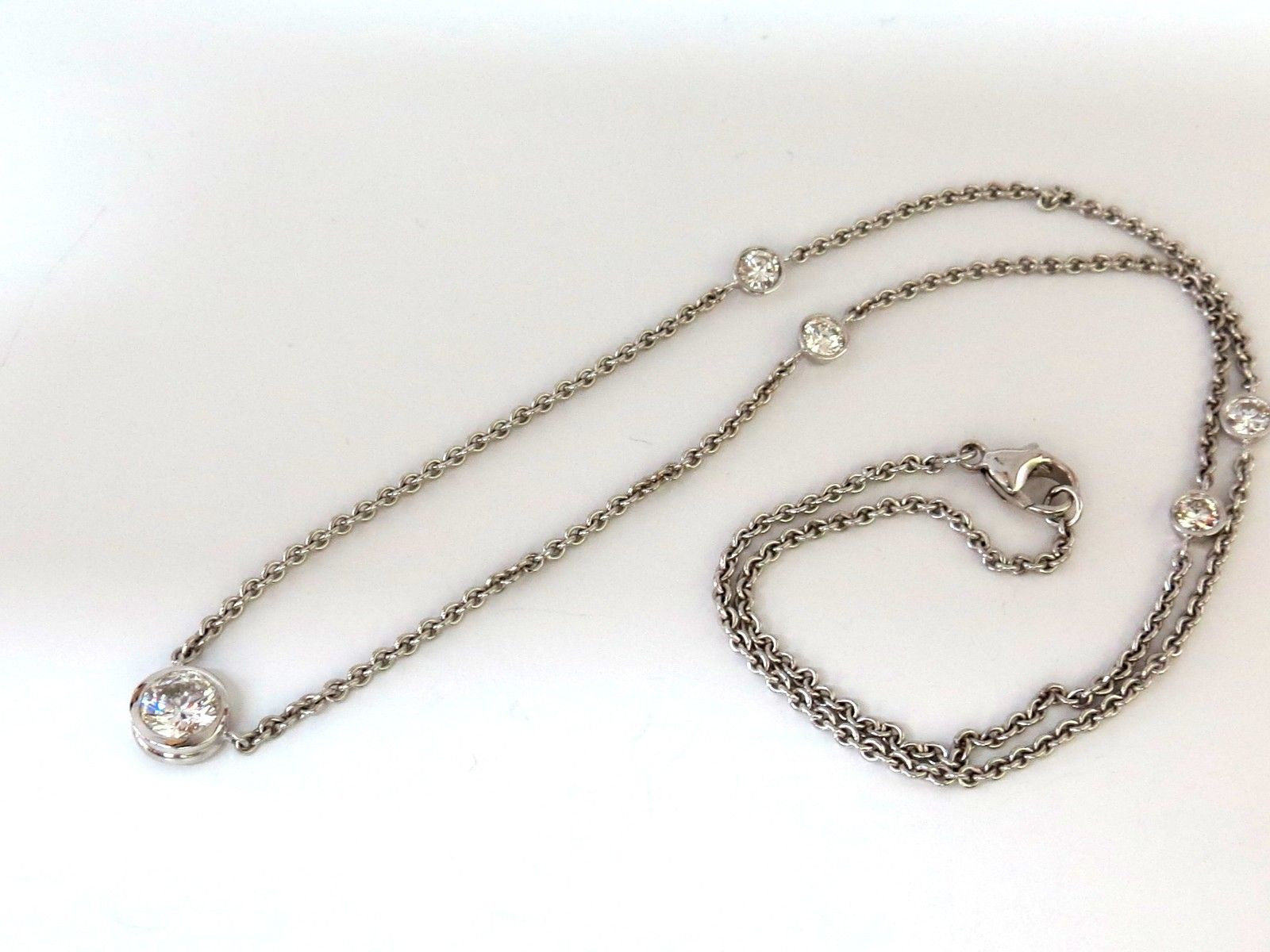 1.50ct Natural Flush Mount (5) Diamond by Yard Necklace in 18KT G/VS - 19 Inch Elegant Chain for Women, Perfect for Weddings, Anniversaries & Special Occasions