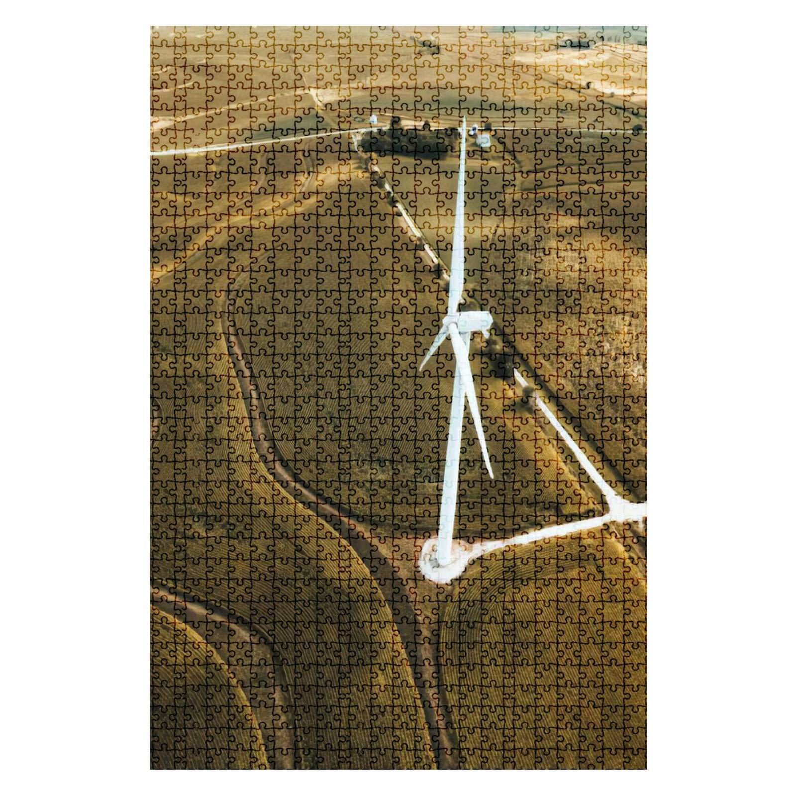 1000-Piece Wooden Jigsaw Puzzle - Wind Turbine in Nebraska Landscape - Challenging Adult Puzzle for Family Game Night, DIY Educational Toy & Home Decor Gift