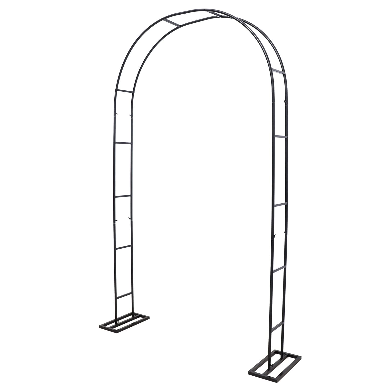 Black Metal Garden Arch Trellis - Sturdy Arbor for Climbing Plants, Flowers, Vines - Perfect for Backyard, Lawn, Wedding & Outdoor Decor (2-Pack)
