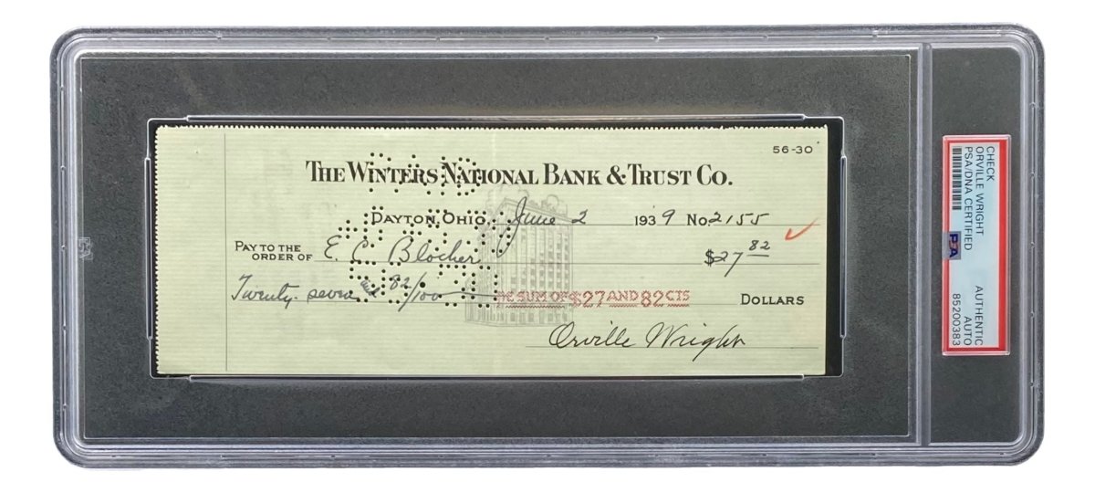Authentic Orville Wright Signed Bank Check - PSA/DNA Certified #85200383 | Collectible Aviation Memorabilia for Display & Investment