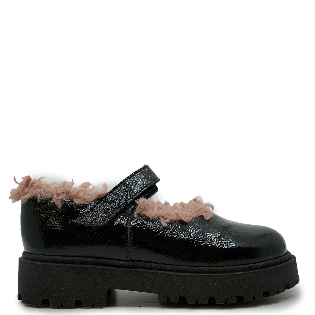 Pepe Black Patent Fur Mary Jane Shoes - Elegant & Comfortable Women's Dress Shoes for Weddings, Parties & Formal Events