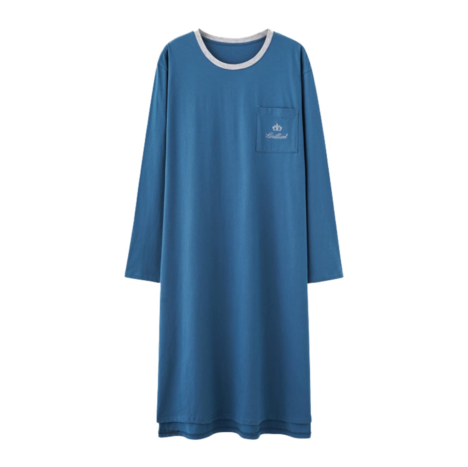 100% Cotton Men's Short Sleeve V-Neck Pajama Set - Breathable Knitted Nightshirt & Nightgown for Sleepwear, Lounge Wear and Home Relaxation