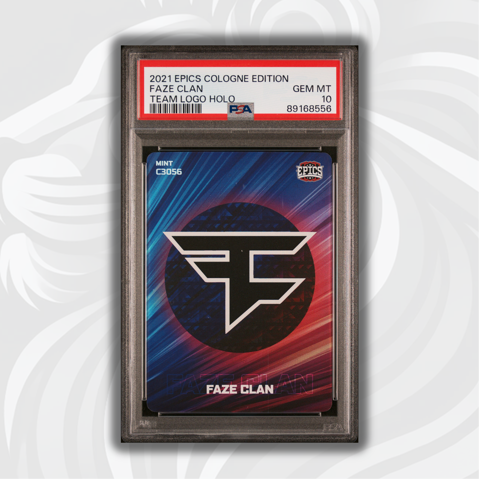 PSA 10 Faze Clan #C3056 Team Logo Holo 2021 Epics Cologne Edition Trading Card - Rare Collectible for Esports Fans & Gaming Memorabilia Enthusiasts