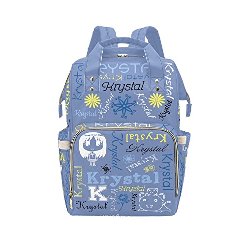 Personalized Patchwork Floral Cat Print Blue Waterproof Diaper Backpack - Baby Nappy Nursing Bag for Moms, Women's Gift Tote | Perfect for Daycare, Travel & On-the-Go Parenting