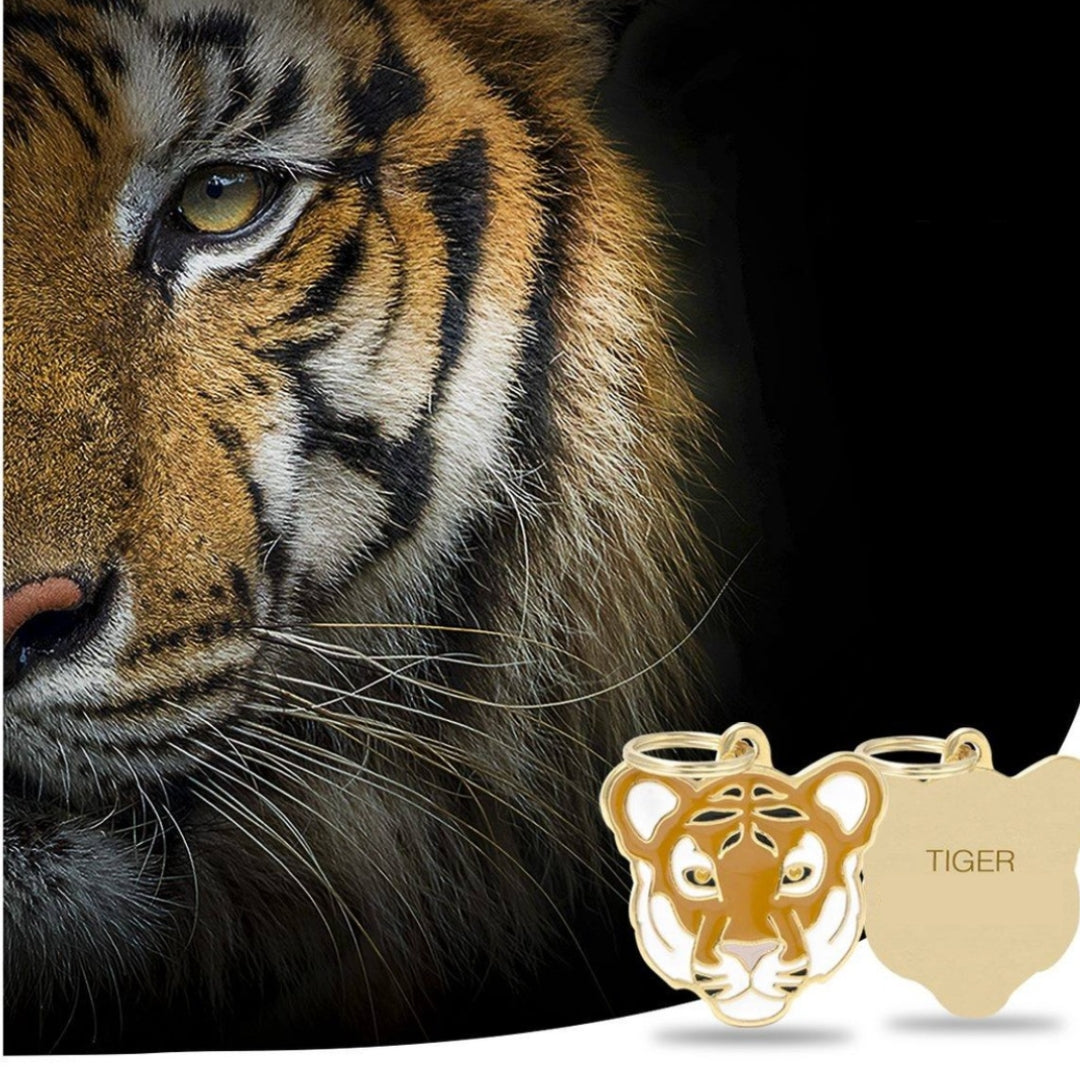 Custom Tiger-Shaped Dog ID Tag - Personalized Pet Name & Phone Number - Perfect for Collars & Pet Safety
