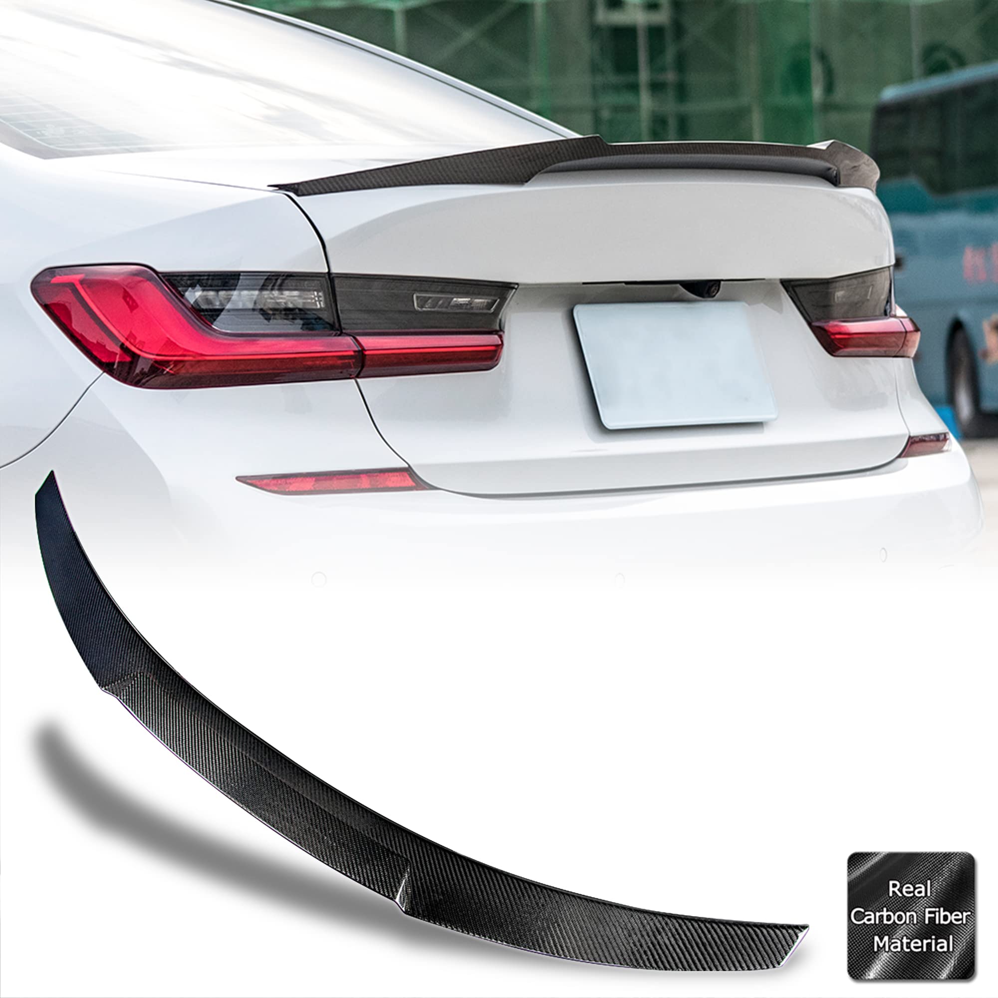 AeroBon Real Carbon Fiber Trunk Spoiler for 2019-2025 BMW 3 Series G20 Sedan & G80 M3 | MV Style Spoiler | High Gloss Finish | Easy Installation | Perfect for Car Enthusiasts & Performance Upgrades