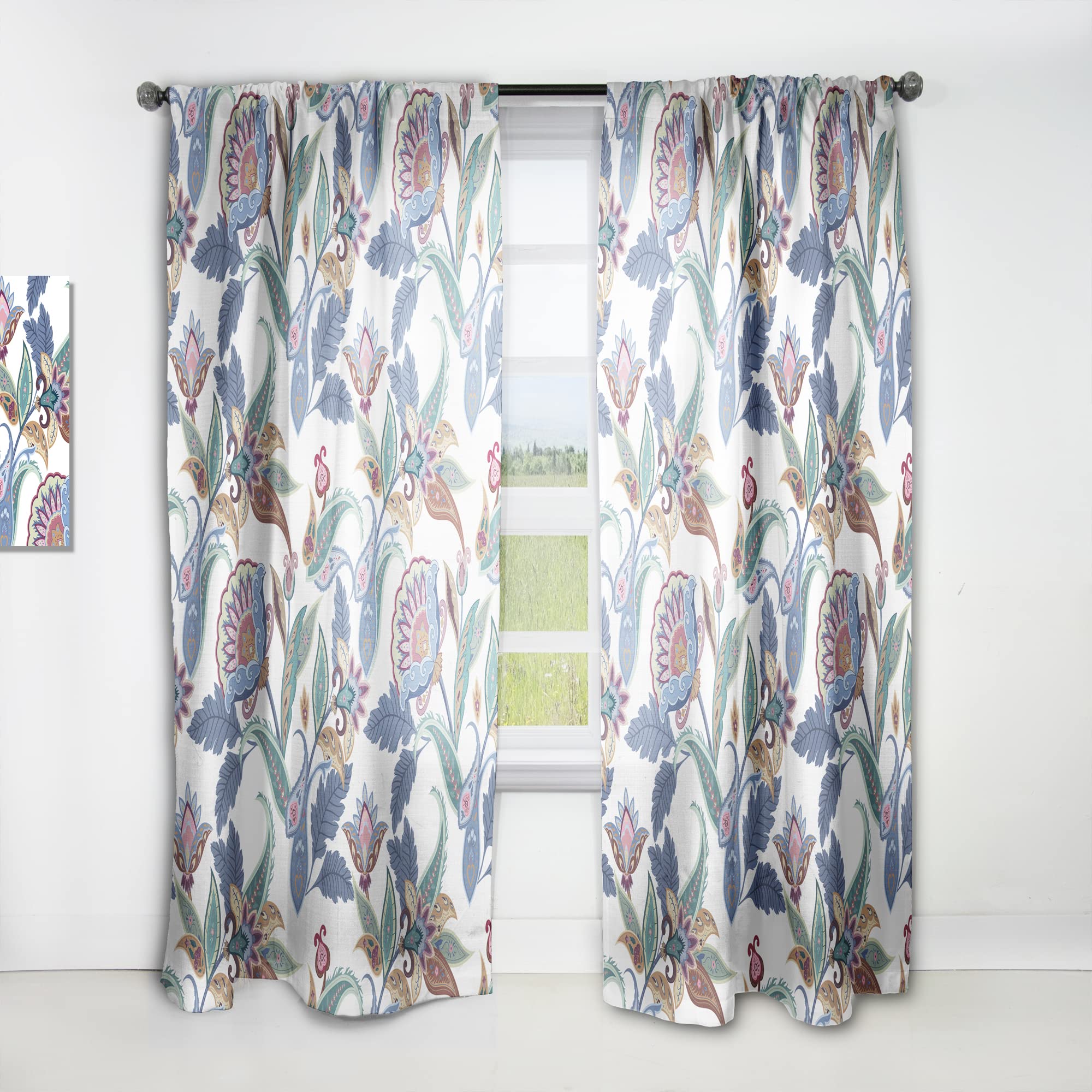 DesignQ Thermal Insulated Curtains - Fantasy Flowers Paisley Pattern Blackout Drapes for Bedroom & Living Room, 52x120 Inches Single Panel - Perfect for Home Decor, Privacy & Energy Efficiency