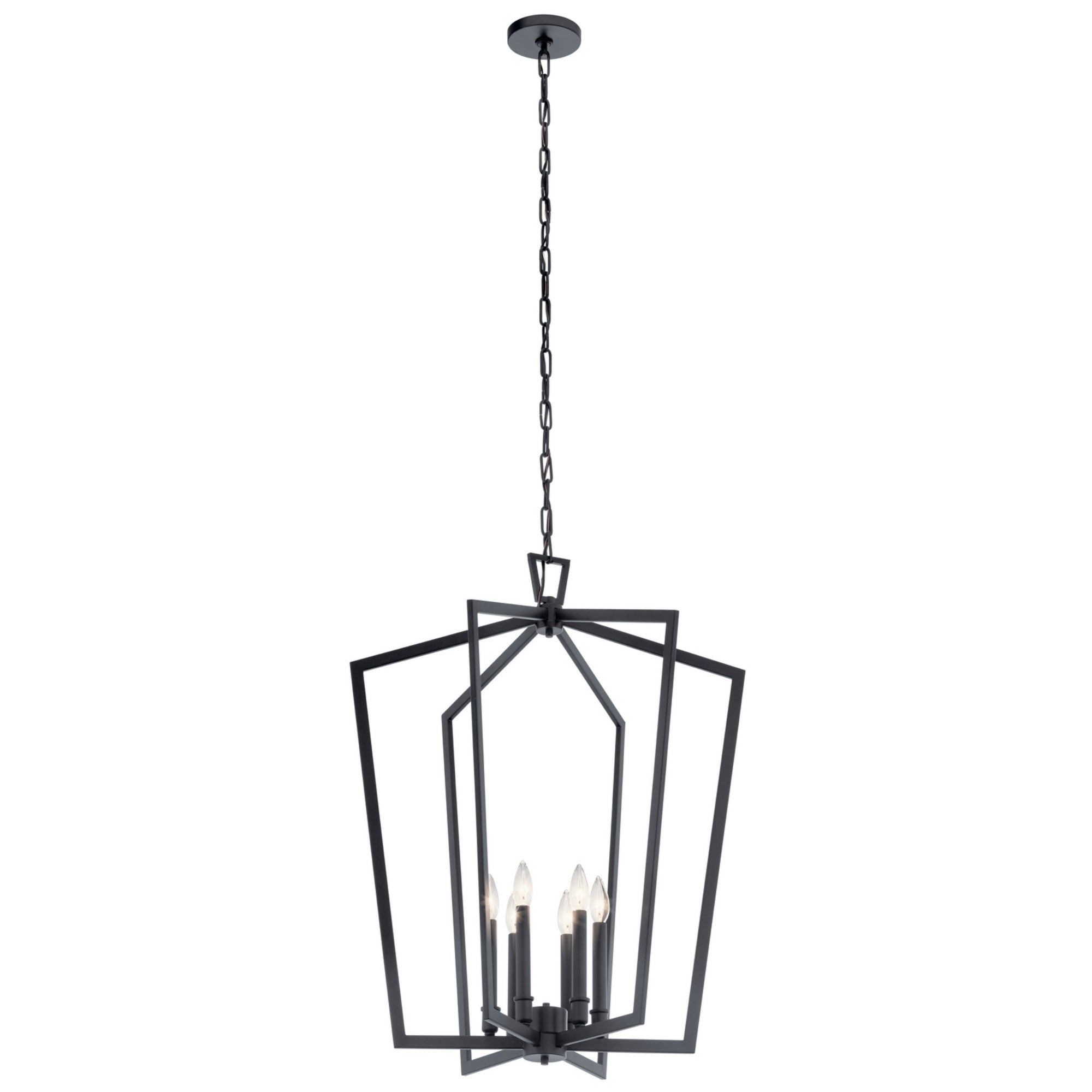 Abbotswell 25-inch 6-Light Black Chandelier - Modern Ceiling Light Fixture for Dining Room, Bedroom, or Living Room Decor