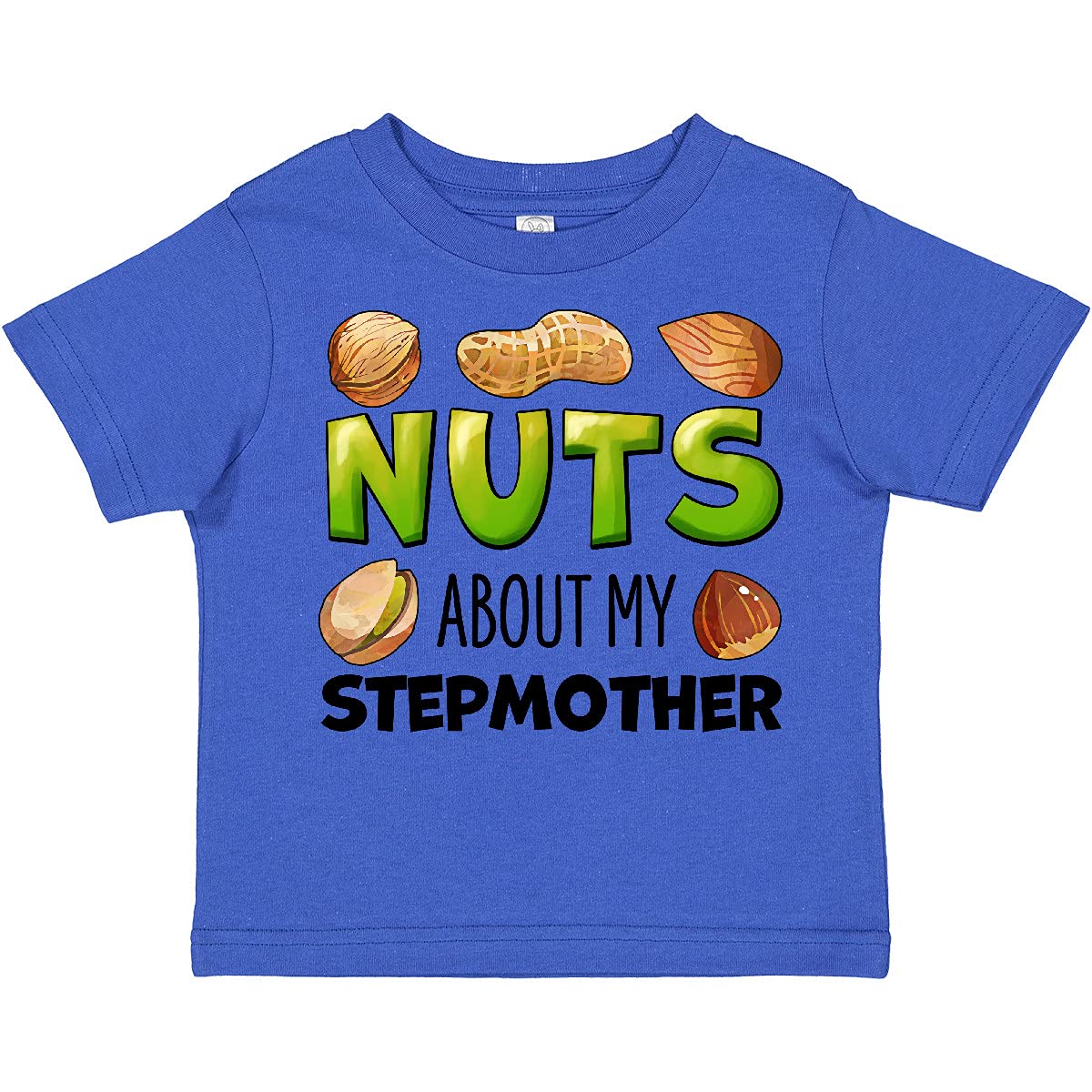 Funny Nuts About My Stepmother Peanut Almond Pistachio Toddler T-Shirt - Cute Graphic Tee for Kids & Toddlers - Perfect for Family Reunions, Step-Parent Appreciation & Playdates
