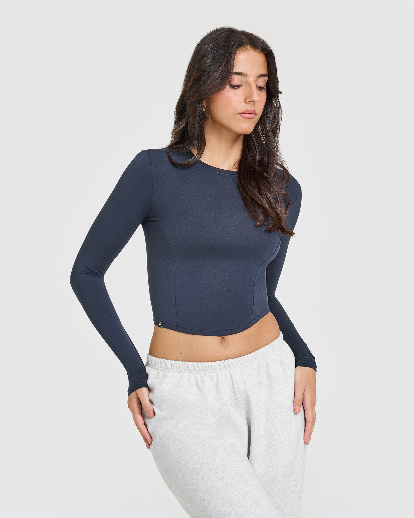 Mellow™ Soft Mid Long Sleeve Top for Women - Comfortable Stretch Casual Shirt in True Blue | Perfect for Work, Weekend Outfits & Layering
