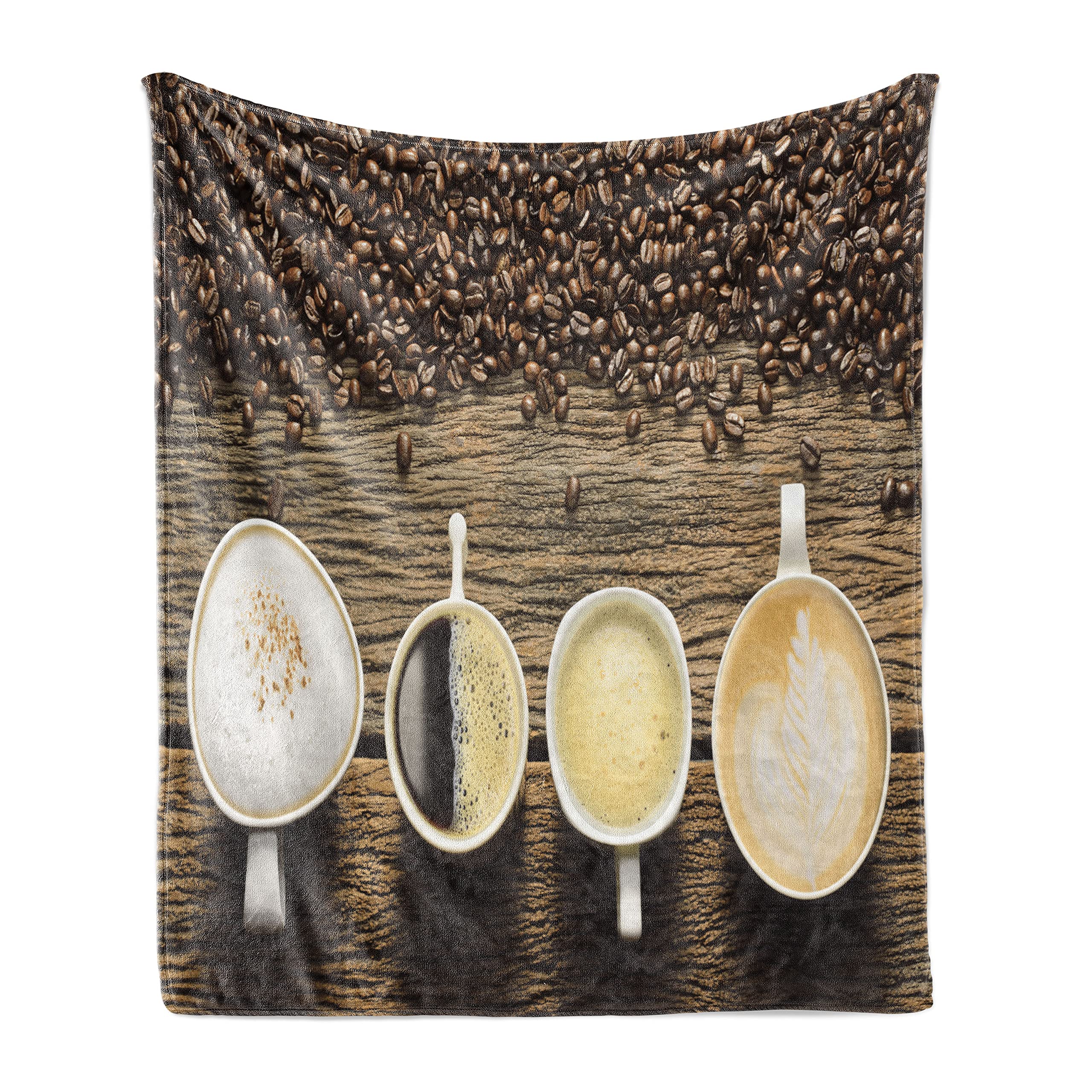 Ambesonne Coffee Themed Fleece Throw Blanket - 50