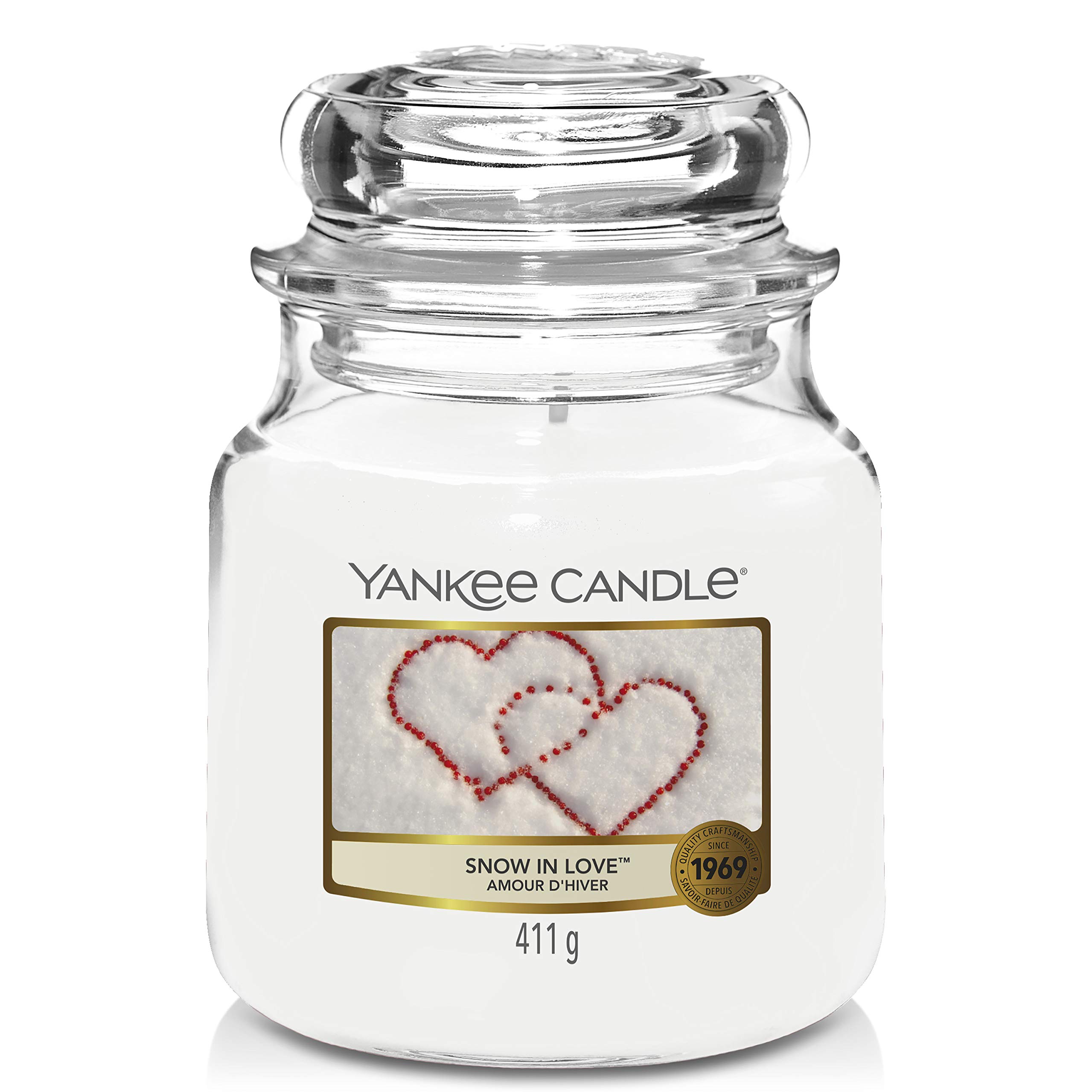 Yankee Candle Snow In Love Medium Jar Candle - White Scented Candle for Home, Romantic Winter Decor & Cozy Atmosphere | Perfect for Living Room, Bedroom & Gift Giving