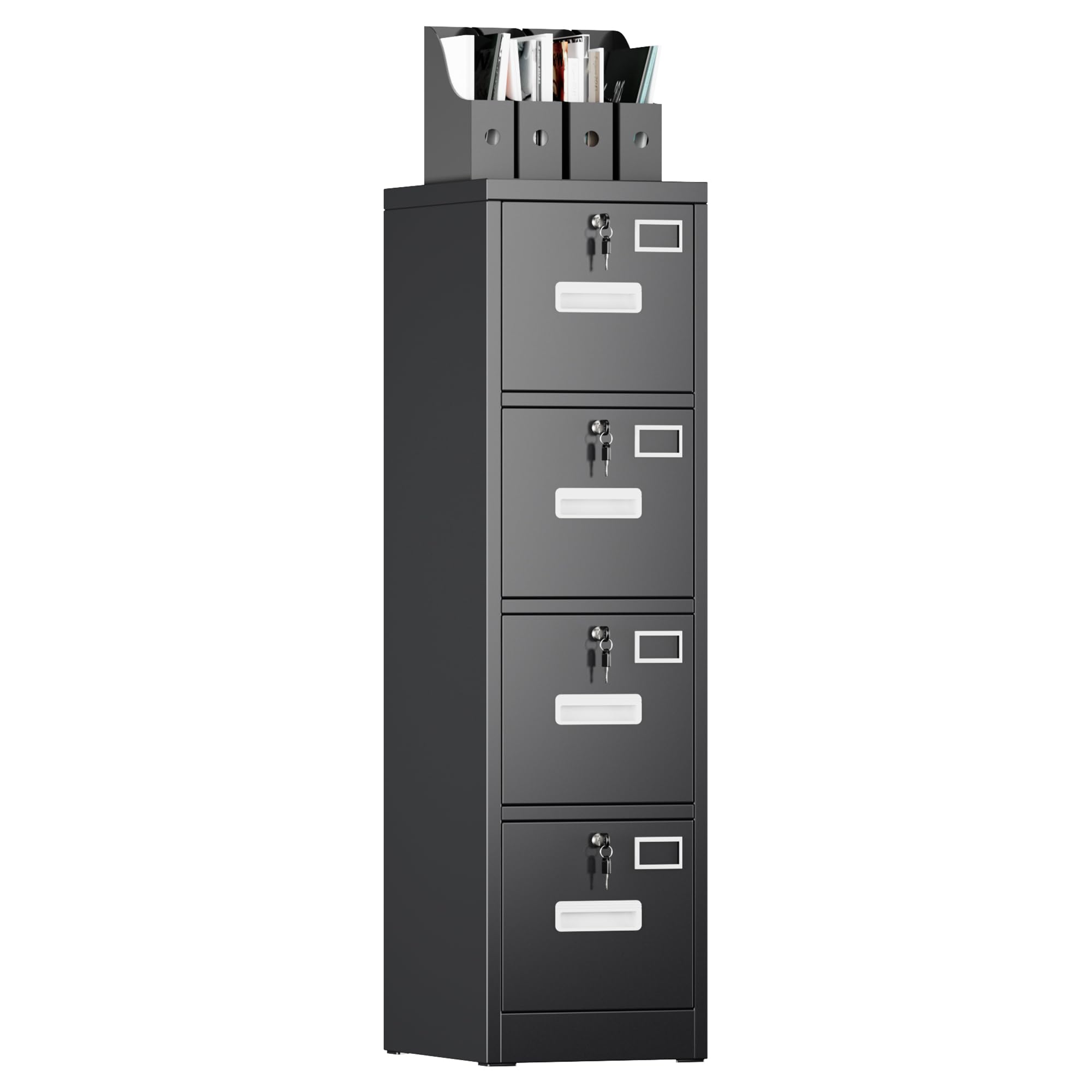 4-Drawer Metal Filing Cabinet with Lock - Vertical Letter/Legal Size File Organizer for Home Office - Easy Assembly Required - Perfect for Document Storage & Office Organization