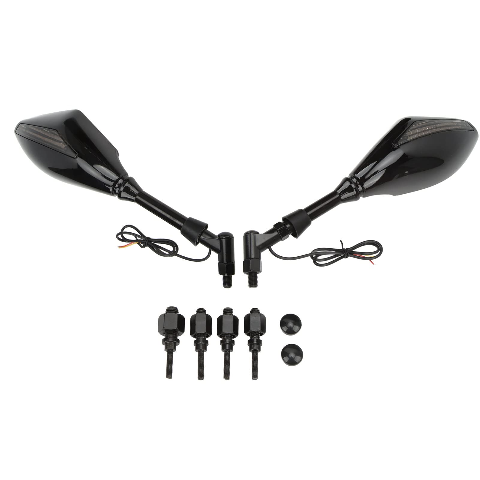 Ducati Monster 600 750 900 S4R S2R LED Turn Signal Motorcycle Rear View Mirrors - Glossy Black Replacement Pair for Enhanced Visibility & Safety - Perfect for Night Riding & Urban Commuting